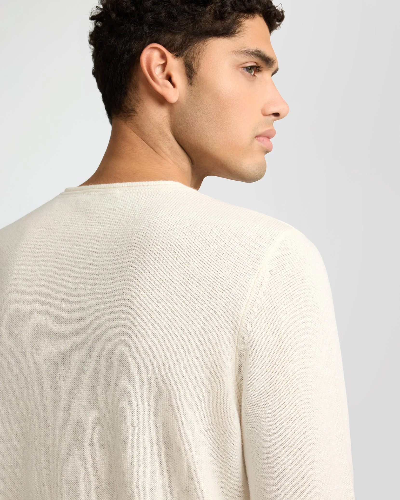 Mens | Linen Cashmere Rollneck Sweater | White - Image 5