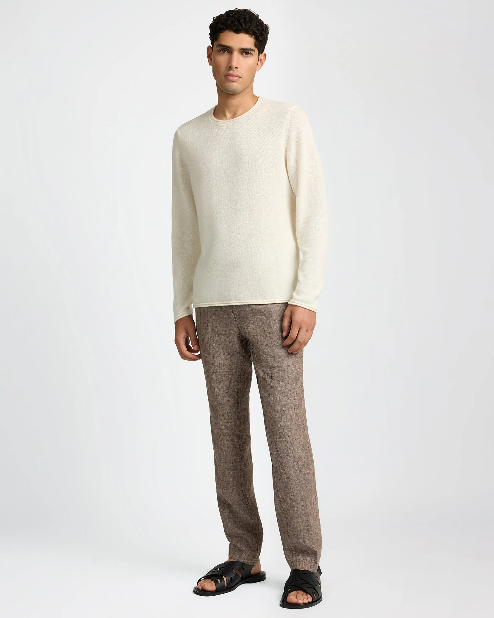 Mens | Linen Cashmere Rollneck Sweater | White - Image 6