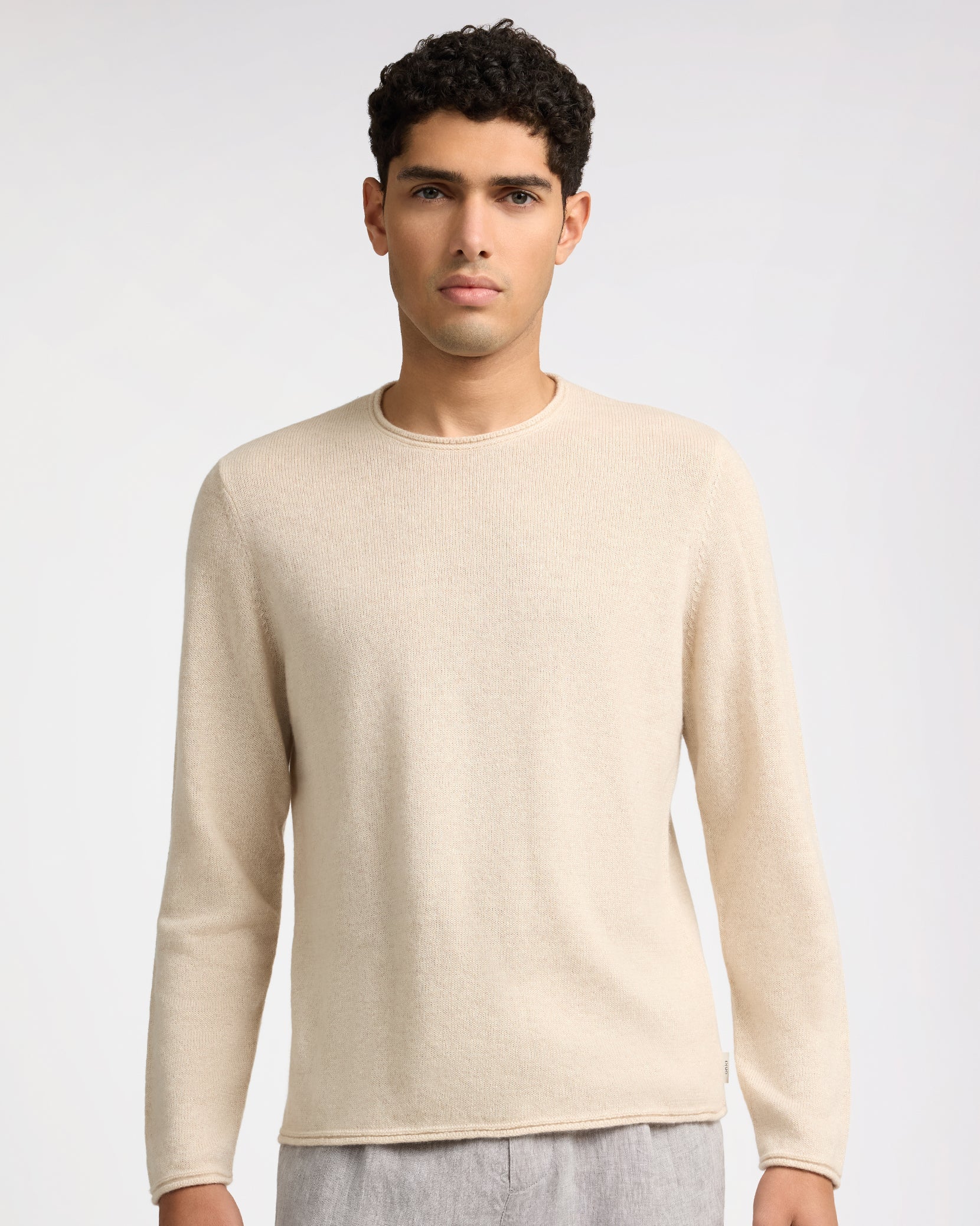 Mens | Linen Cashmere Rollneck Sweater | Natural Melange - Image 4