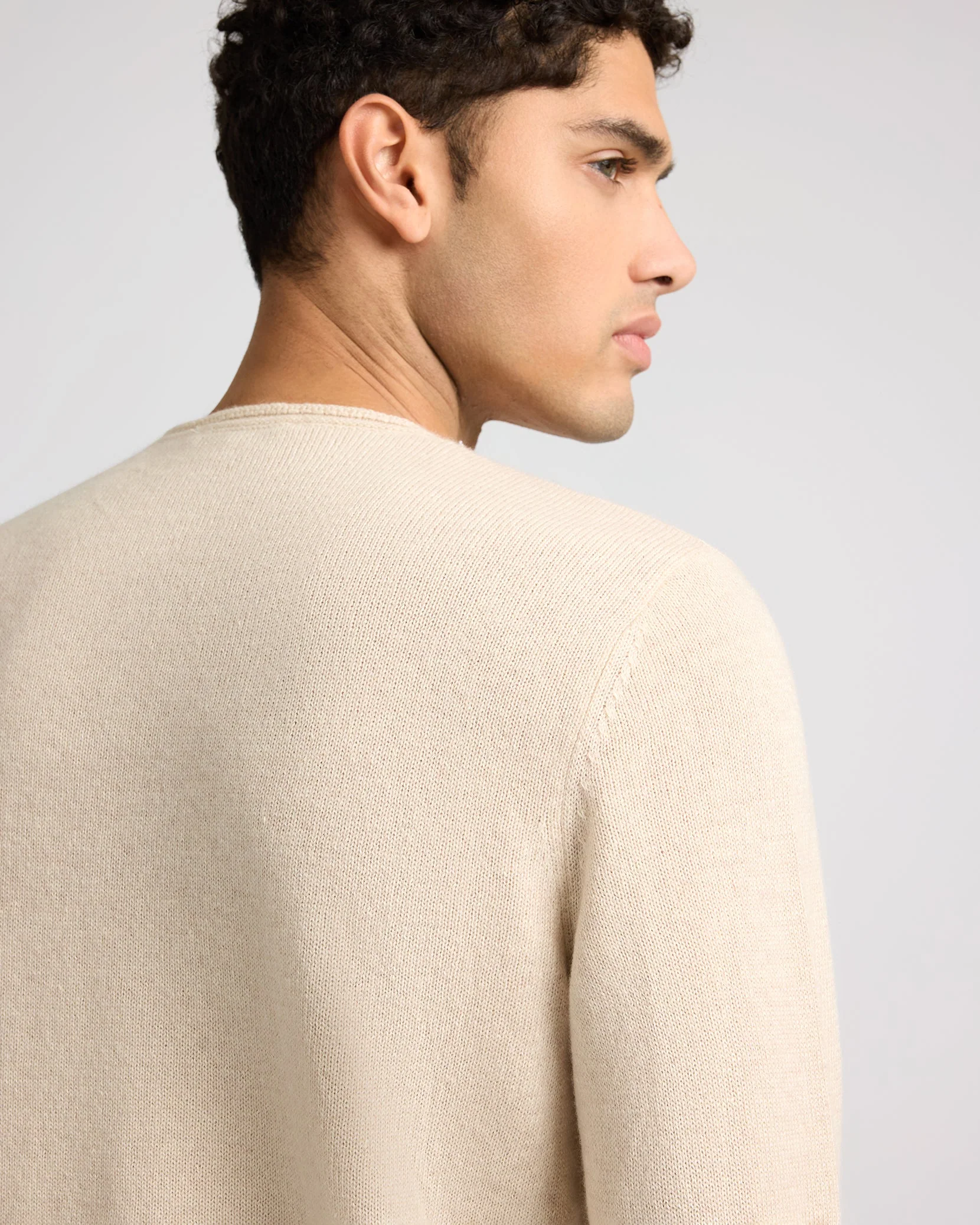 Mens | Linen Cashmere Rollneck Sweater | Natural Melange - Image 7
