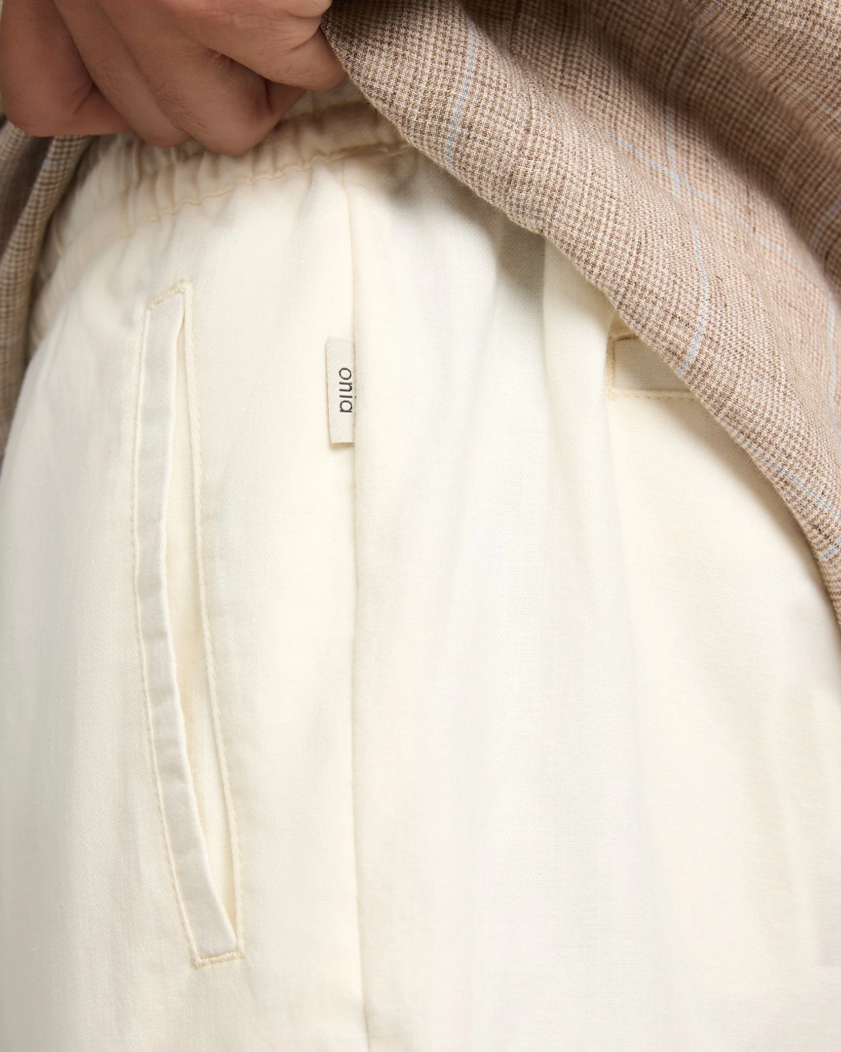 Mens | Linen Cotton Stretch Cuff Pant | Egret - Image 4