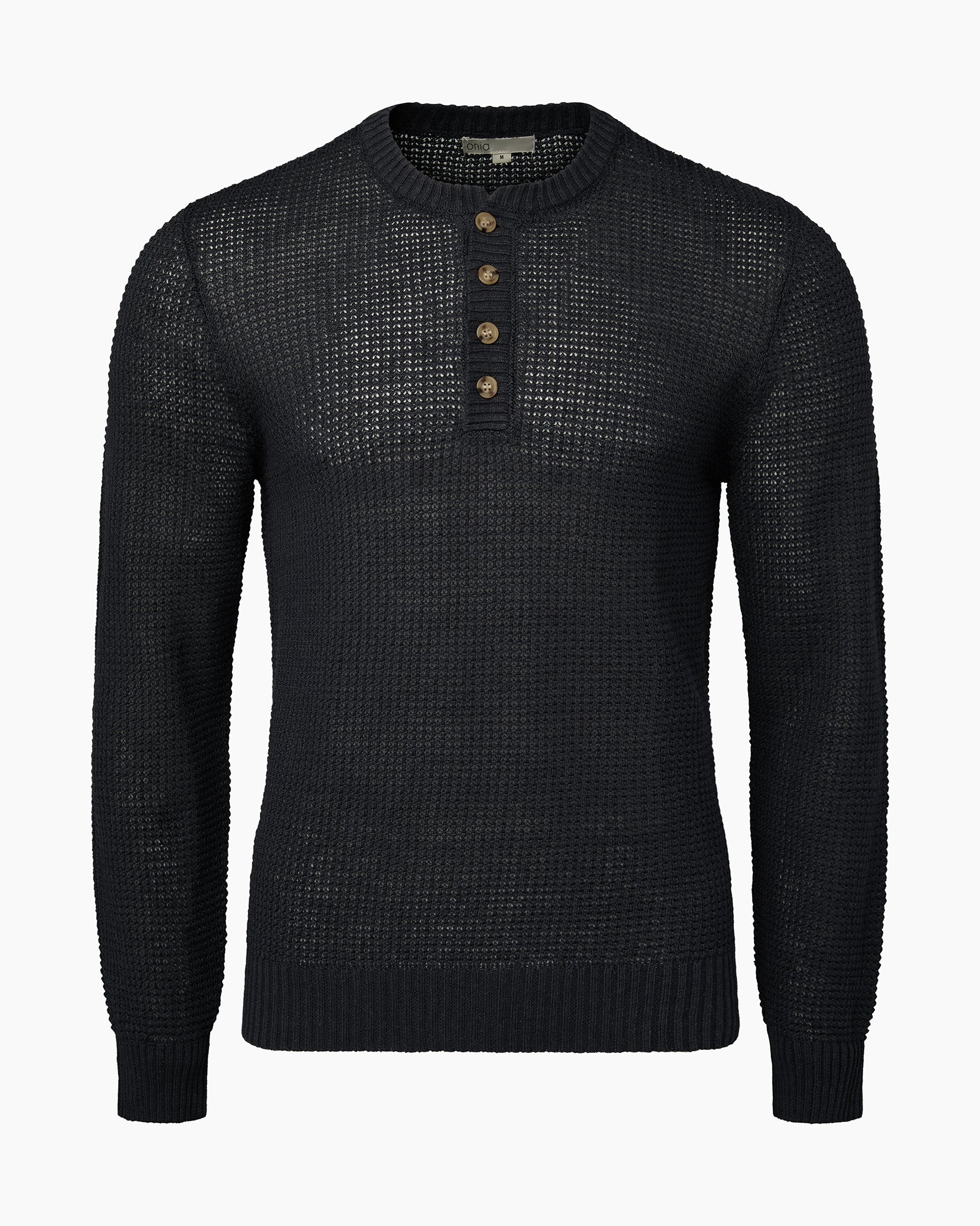 Mens | Linen Henley Sweater | Gunmetal - Image 2