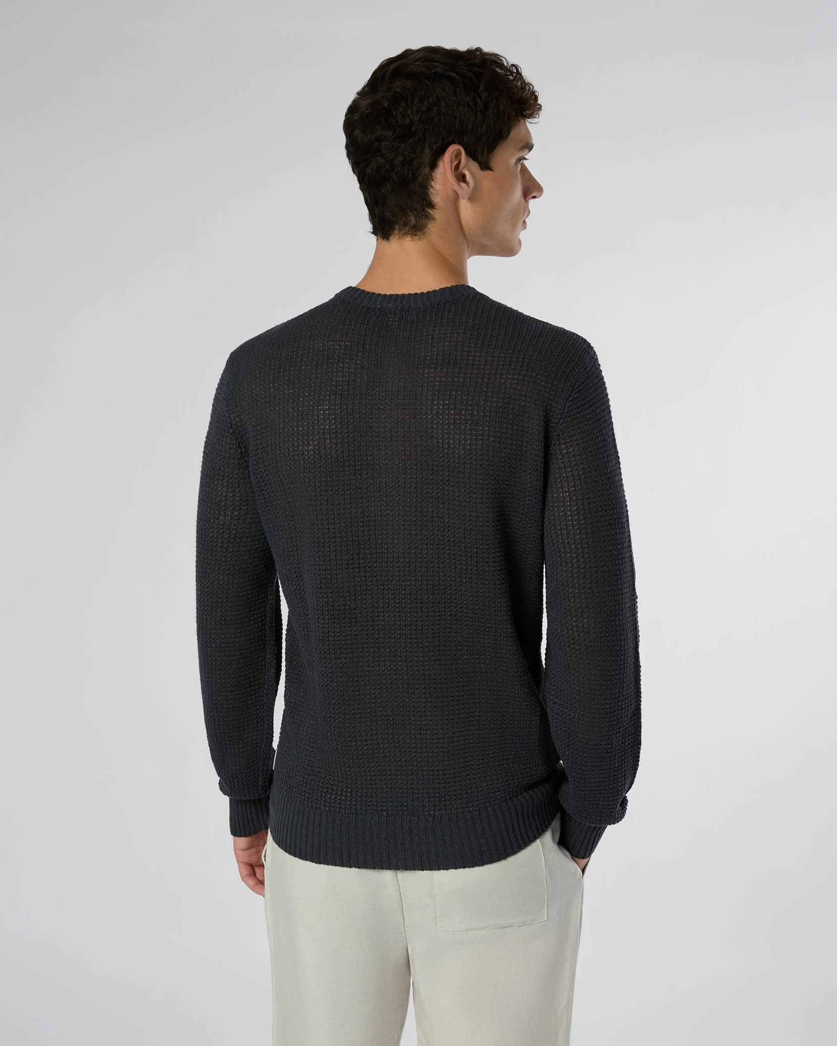 Mens | Linen Henley Sweater | Gunmetal - Image 6