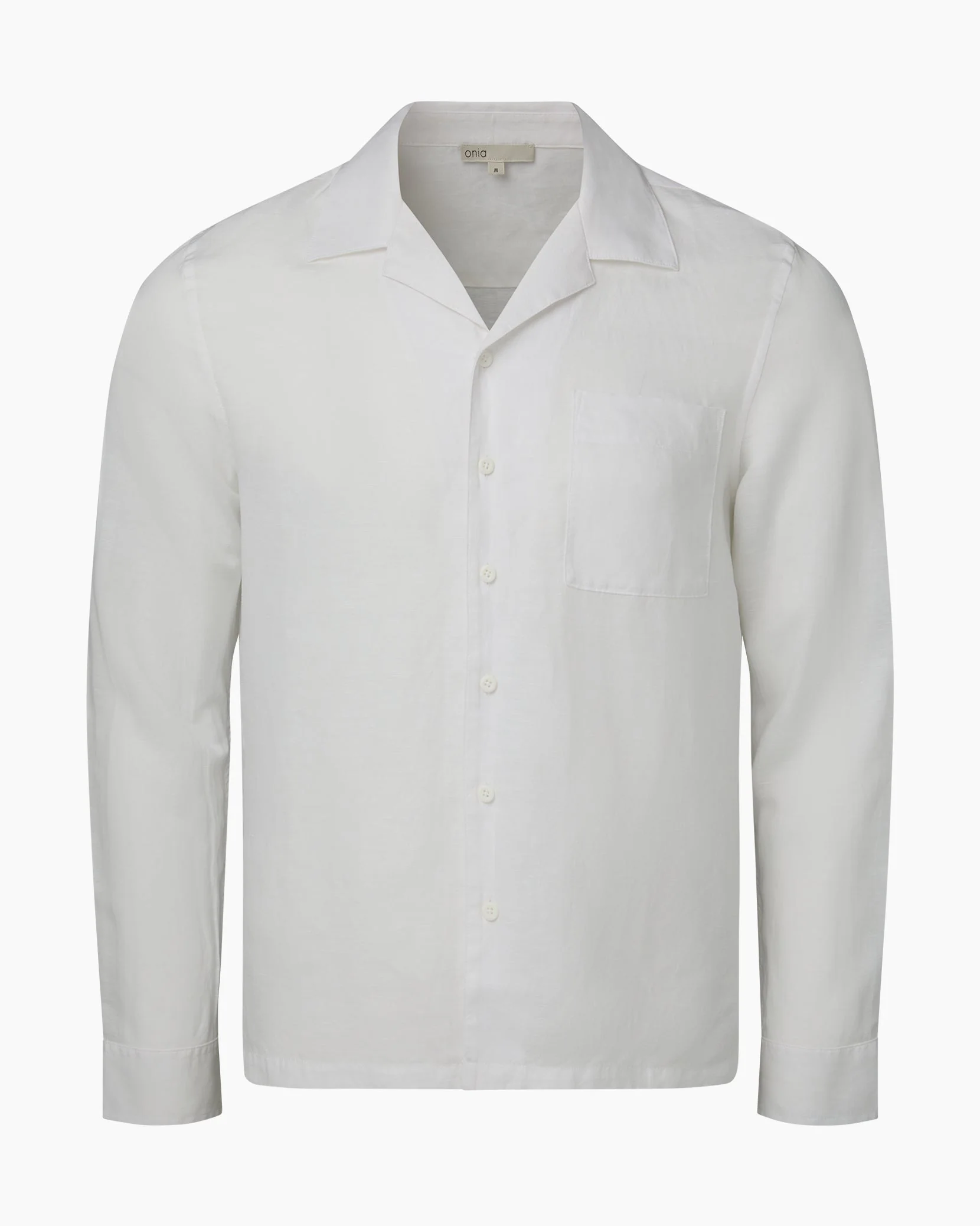 Mens | Linen Home Long Sleeve Camp Shirt | White - Image 2