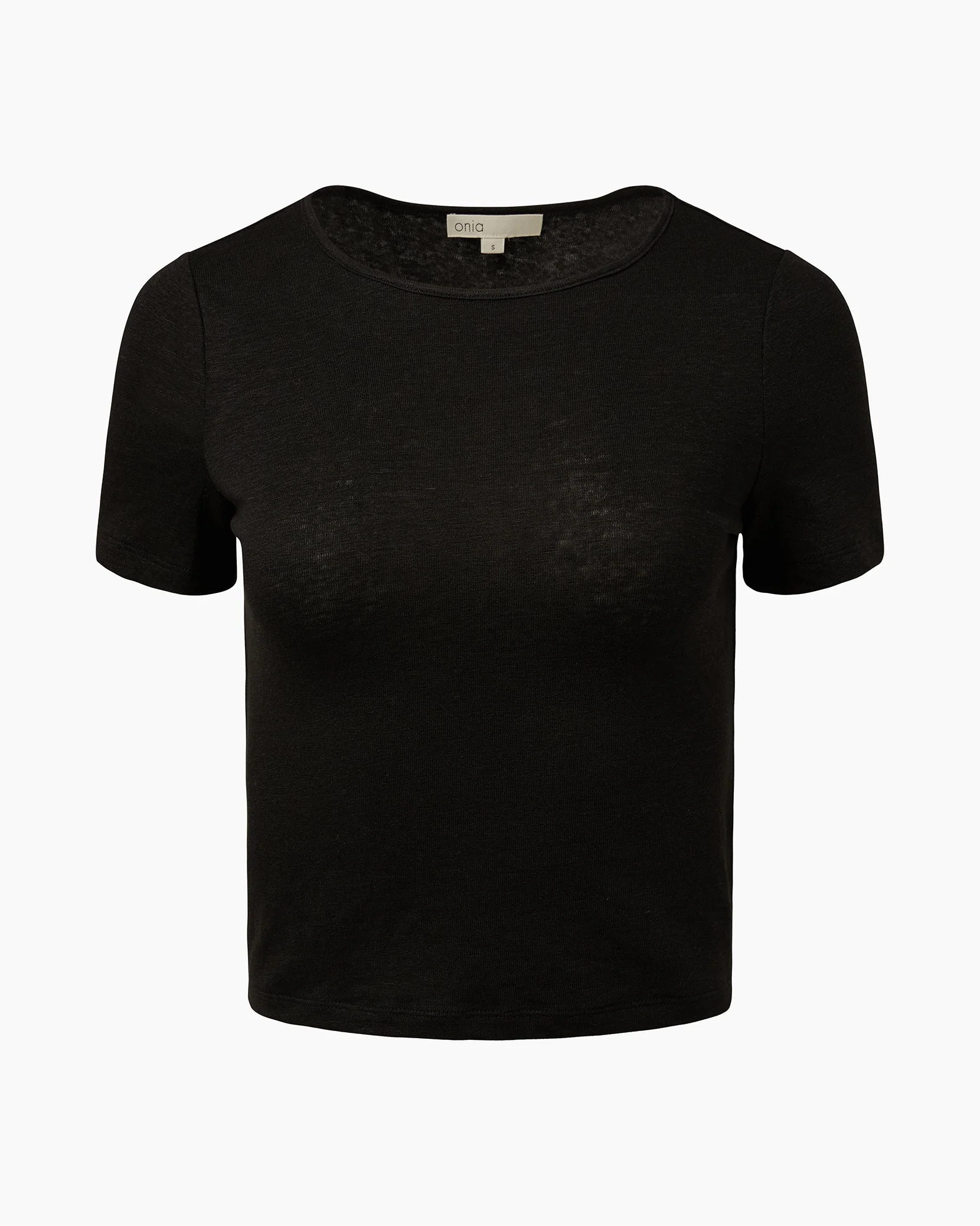 Womens | Linen Jersey Baby Tee | Black - Image 2