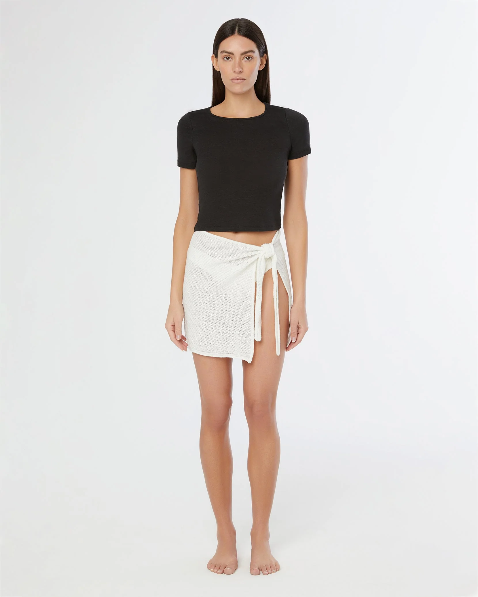 Womens | Linen Jersey Baby Tee | Black - Image 3