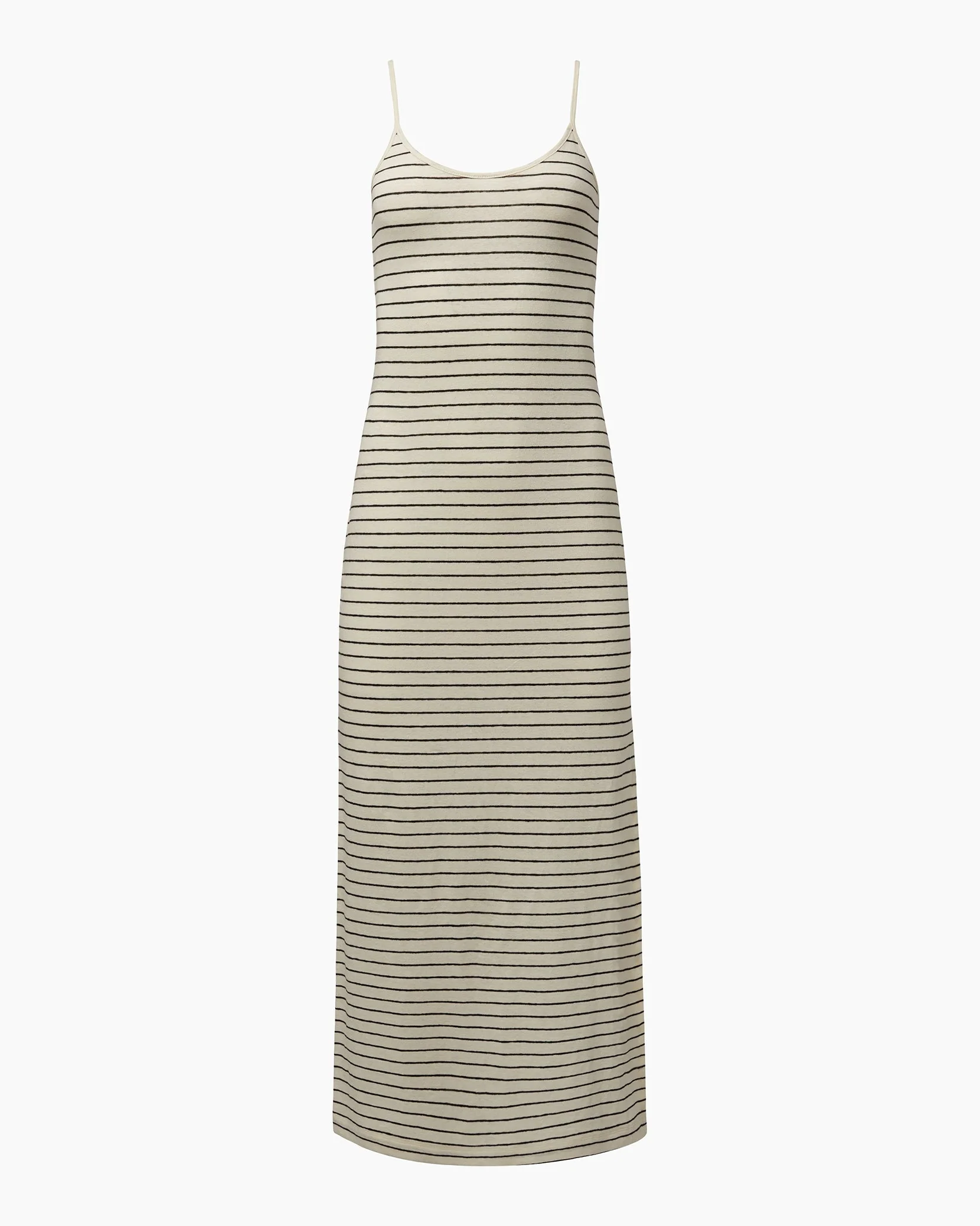 Womens | Linen Jersey Scoop Maxi Dress | Cream/Black - Image 2