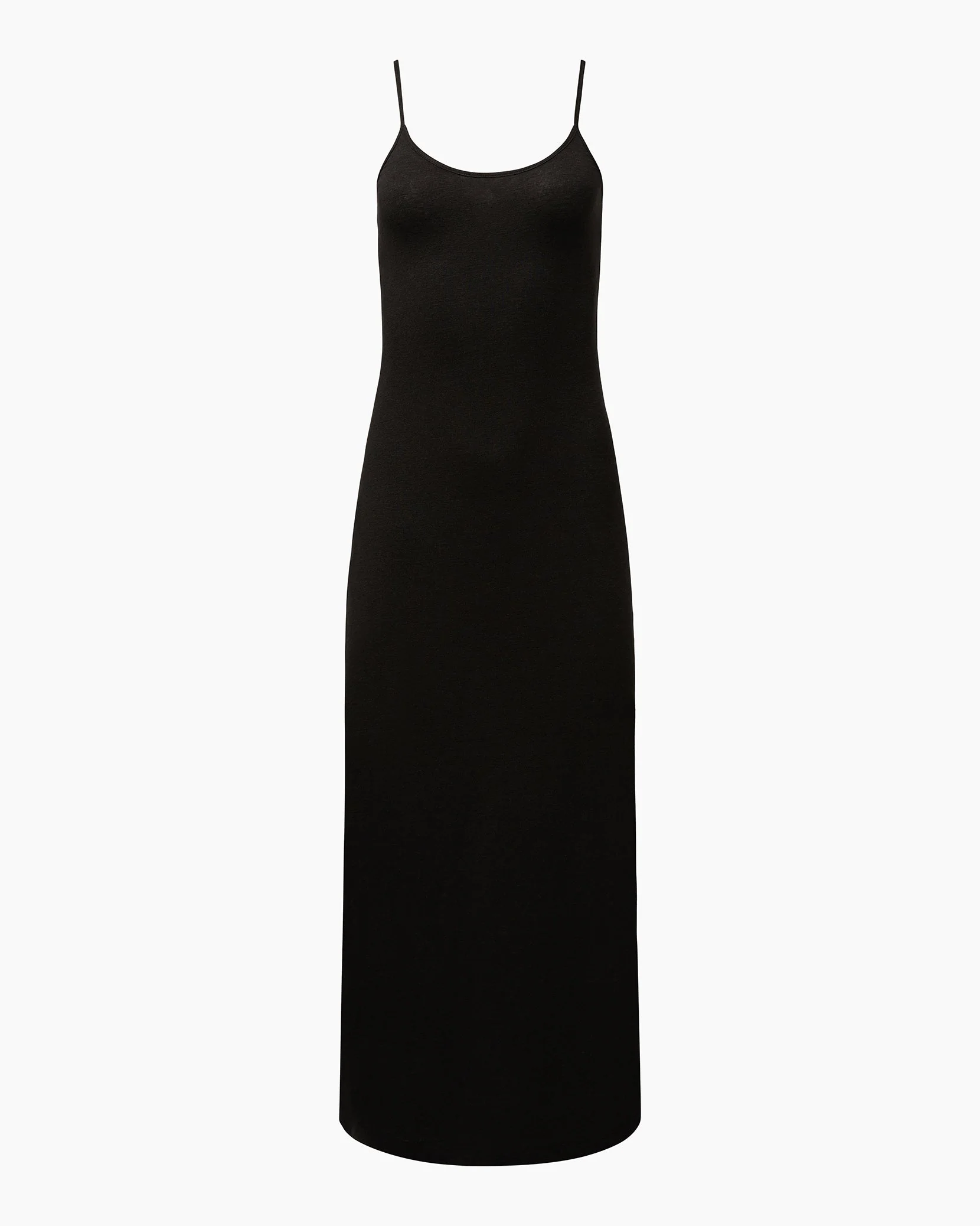 Womens | Linen Jersey Scoop Maxi Dress | Black - Image 2