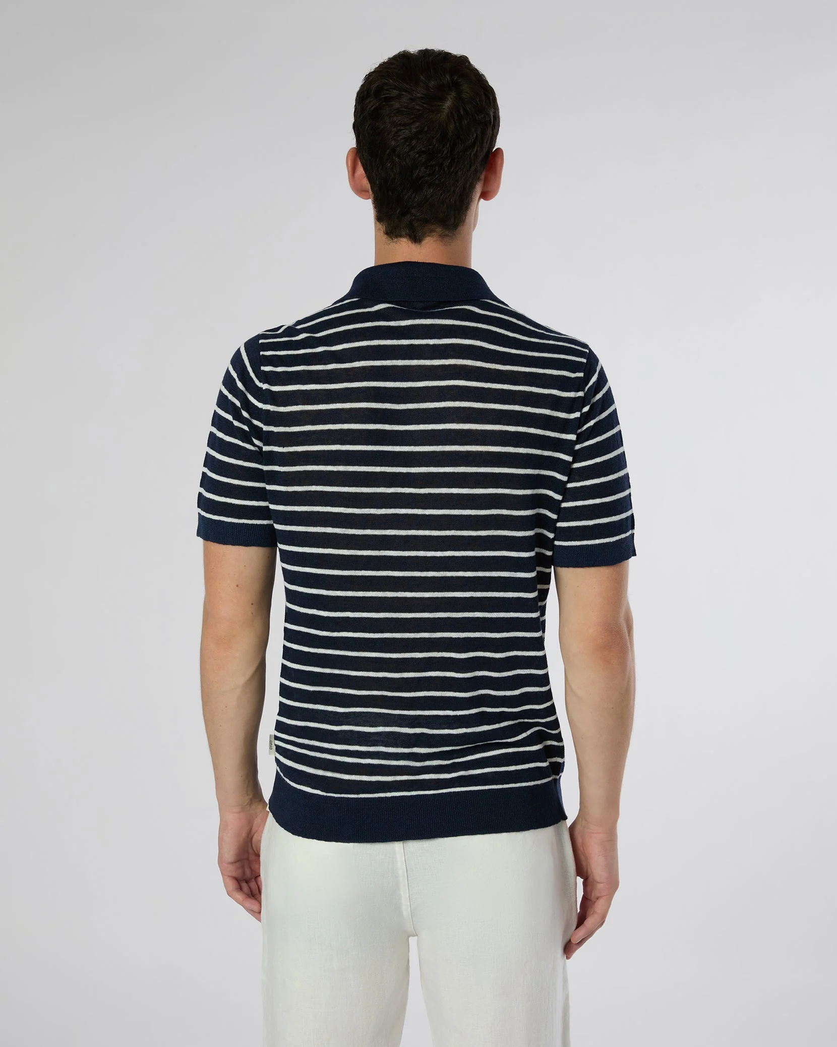 Mens | Linen Johnny Polo Sweater | Deep Navy/White - Image 6
