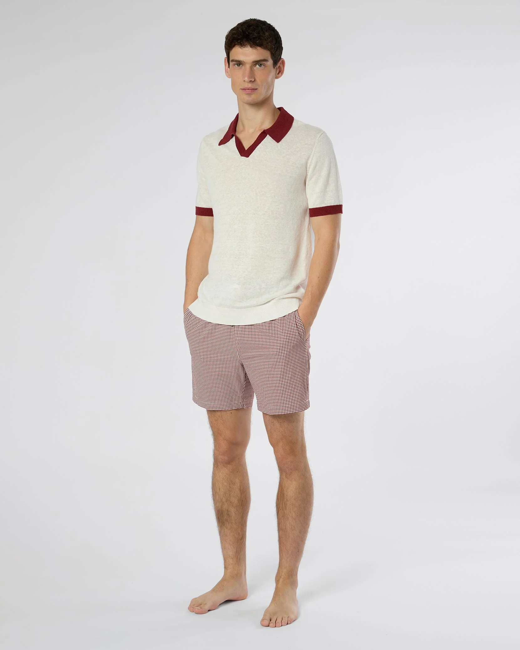 Mens | Linen Johnny Polo Sweater | Salt/Brick - Image 3