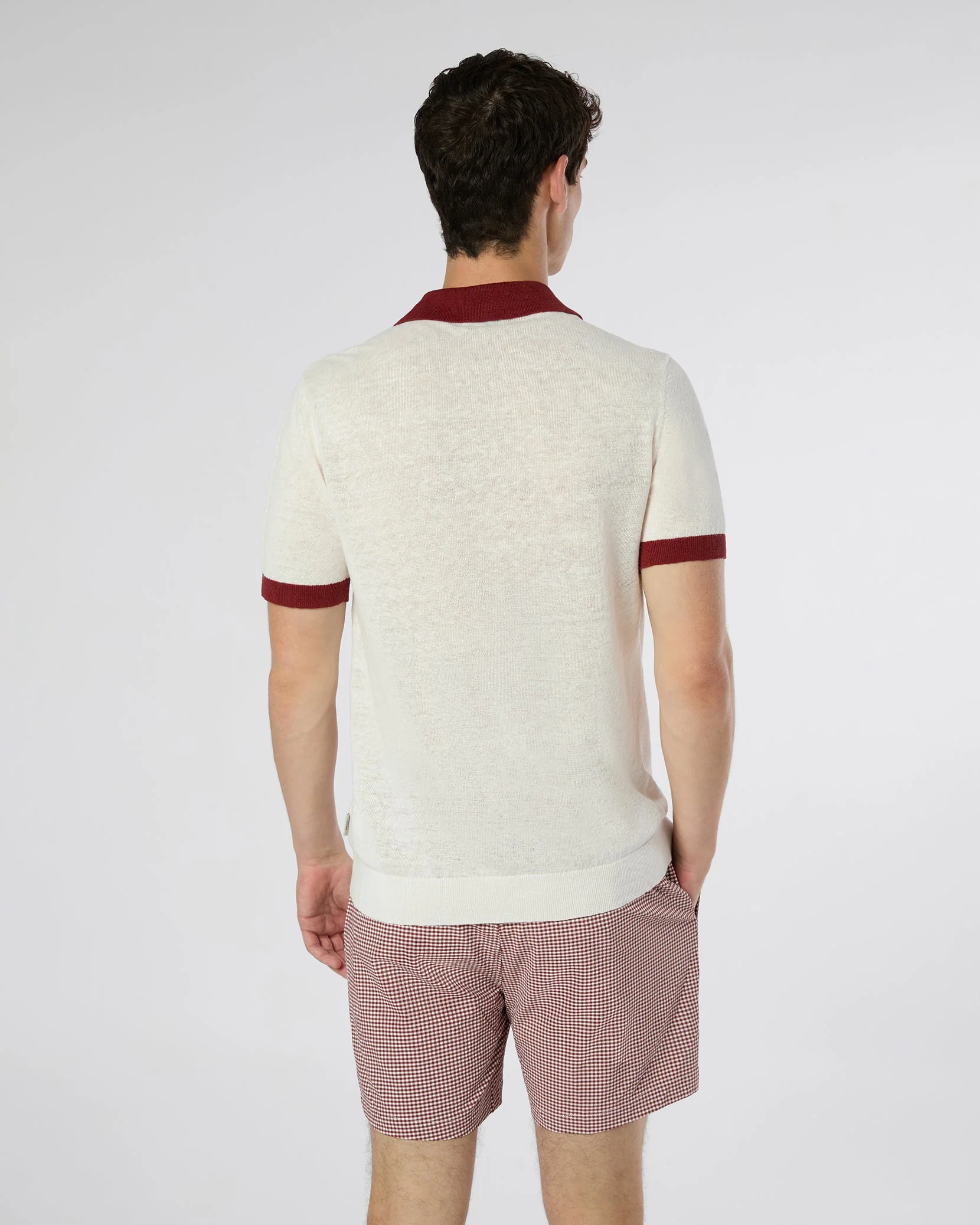 Mens | Linen Johnny Polo Sweater | Salt/Brick - Image 5