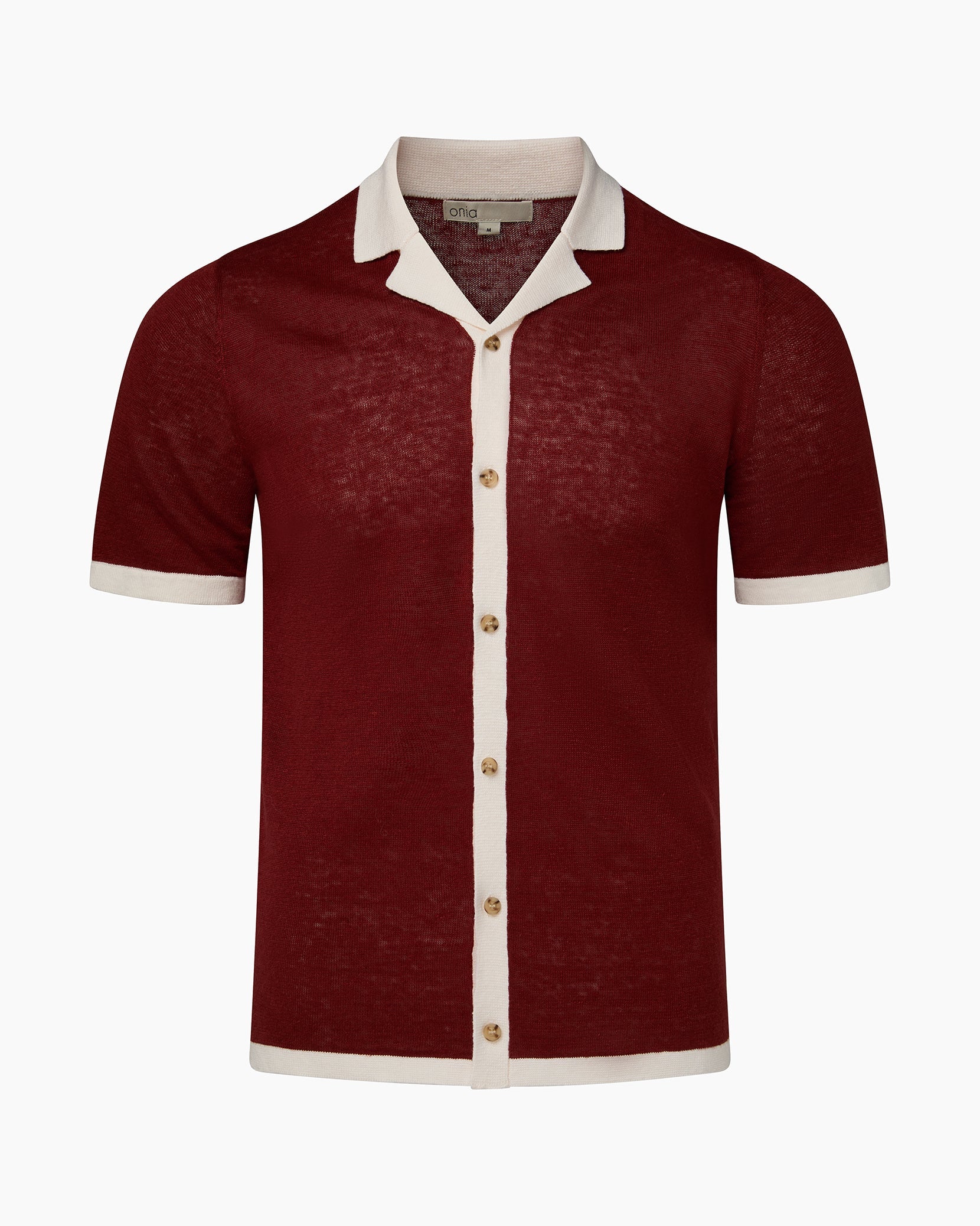 Mens | Linen Knit Camp Shirt | Brick/Salt - Image 2
