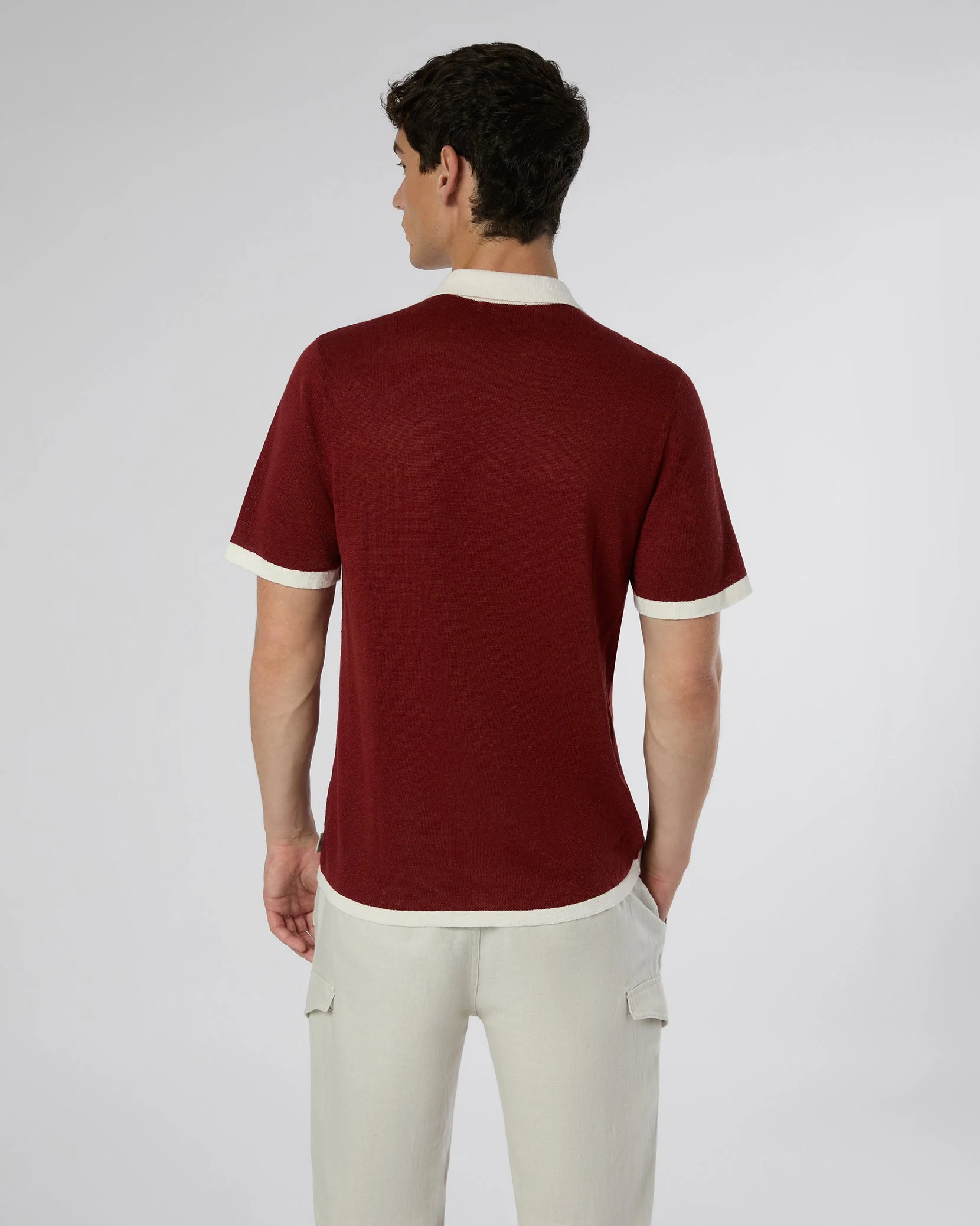 Mens | Linen Knit Camp Shirt | Brick/Salt - Image 5