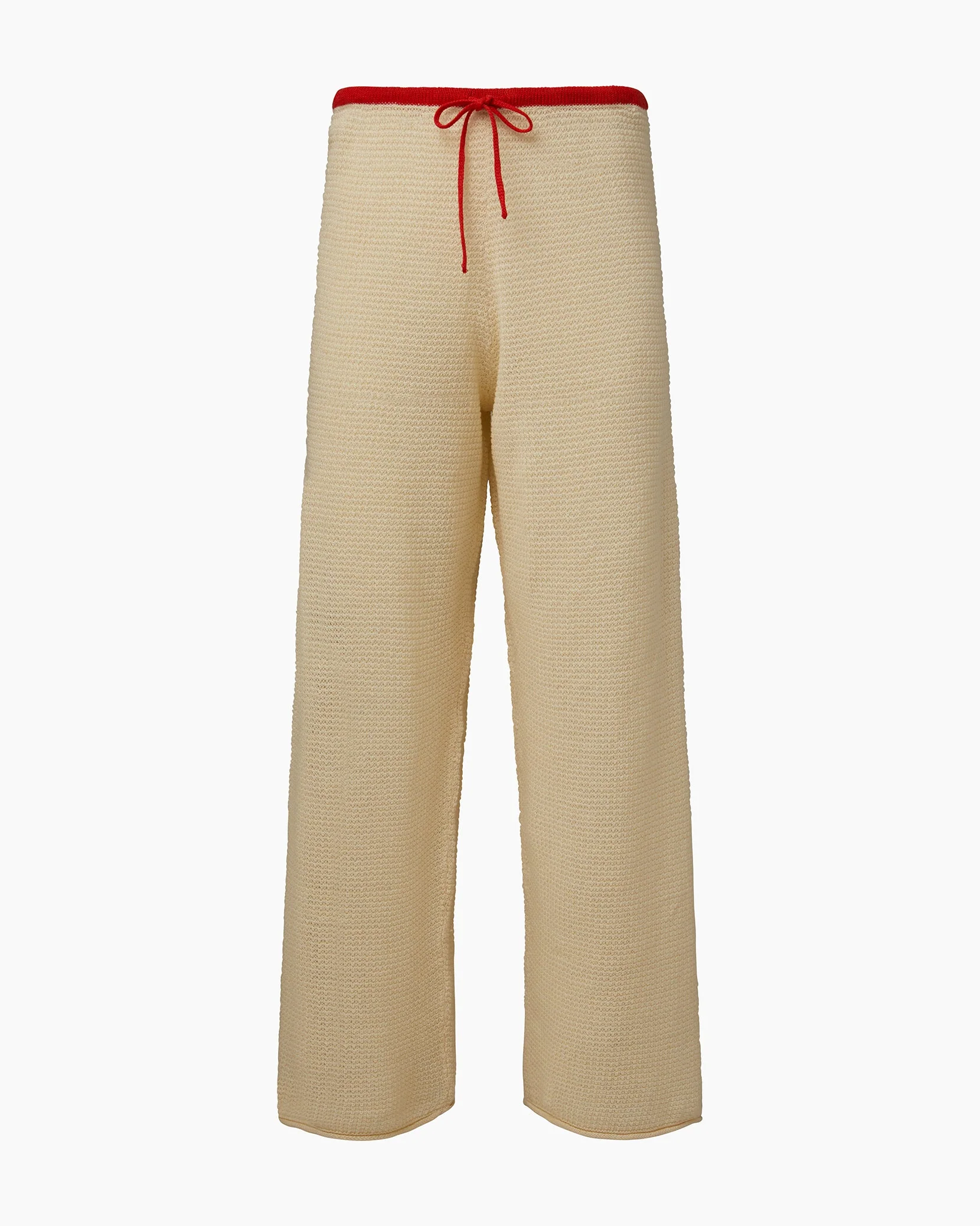 Womens | Linen Knit Drawstring Pant | Cream/Poinciana - Image 2