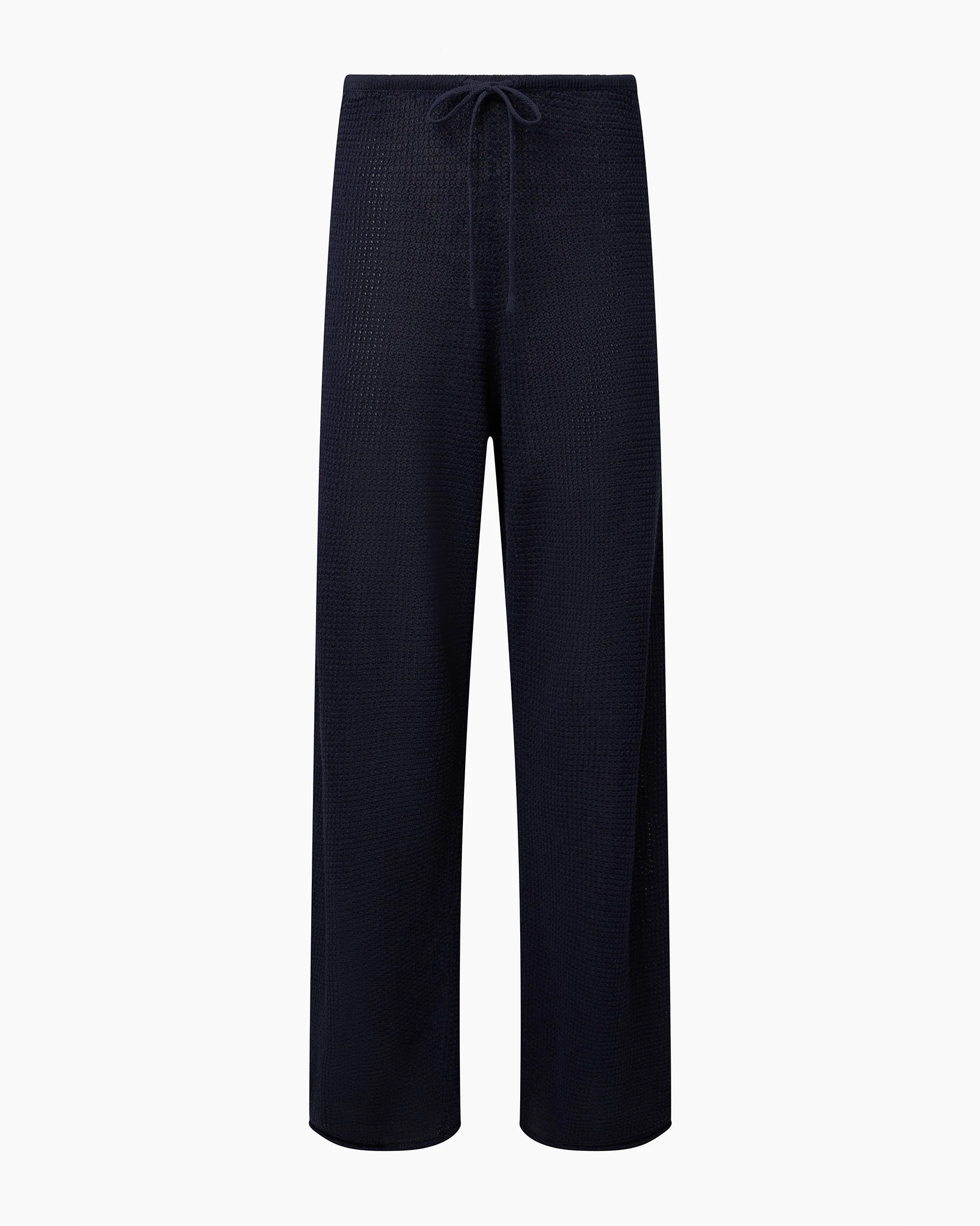 Womens | Linen Knit Drawstring Pant | Deep Navy - Image 2
