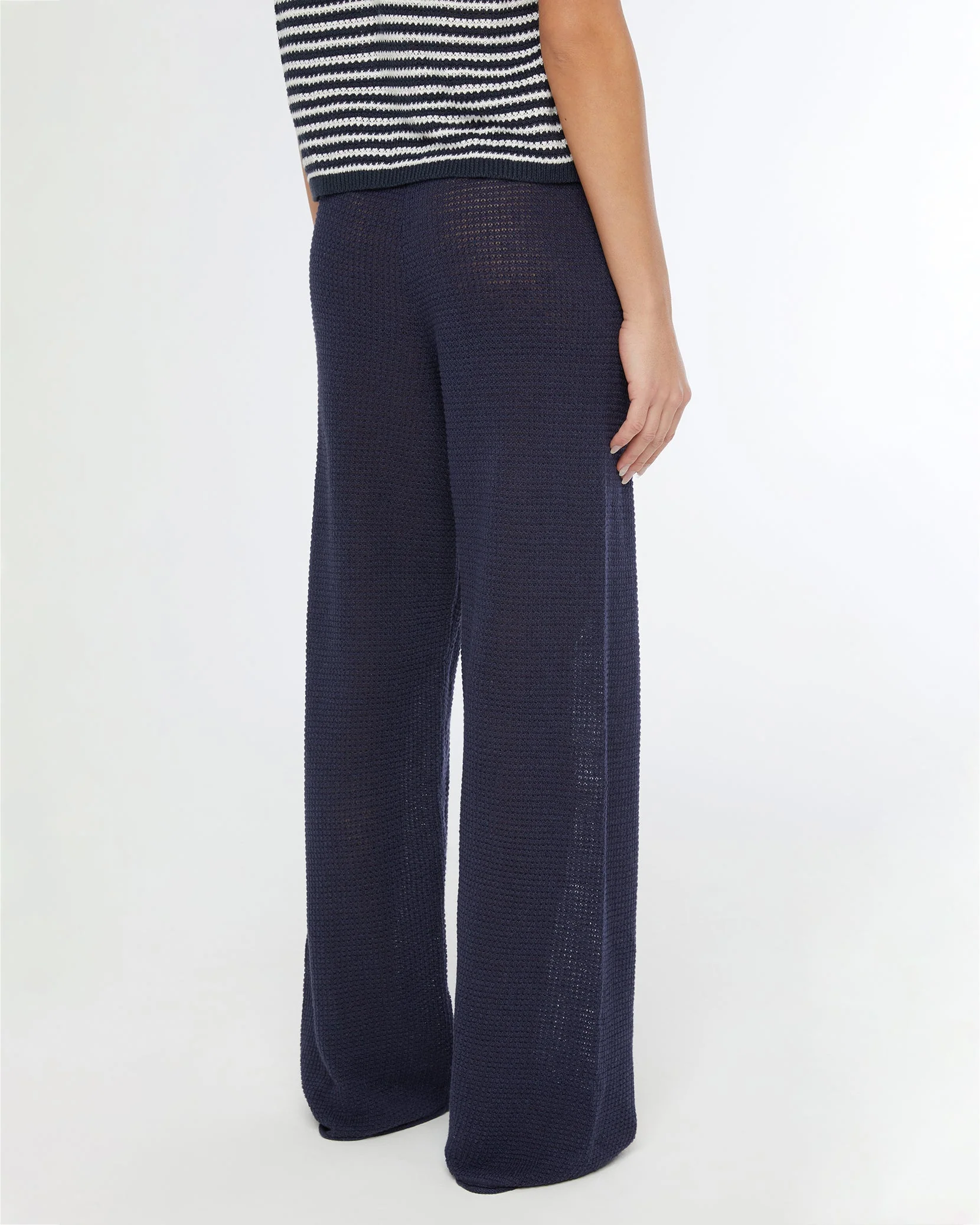 Womens | Linen Knit Drawstring Pant | Deep Navy - Image 4