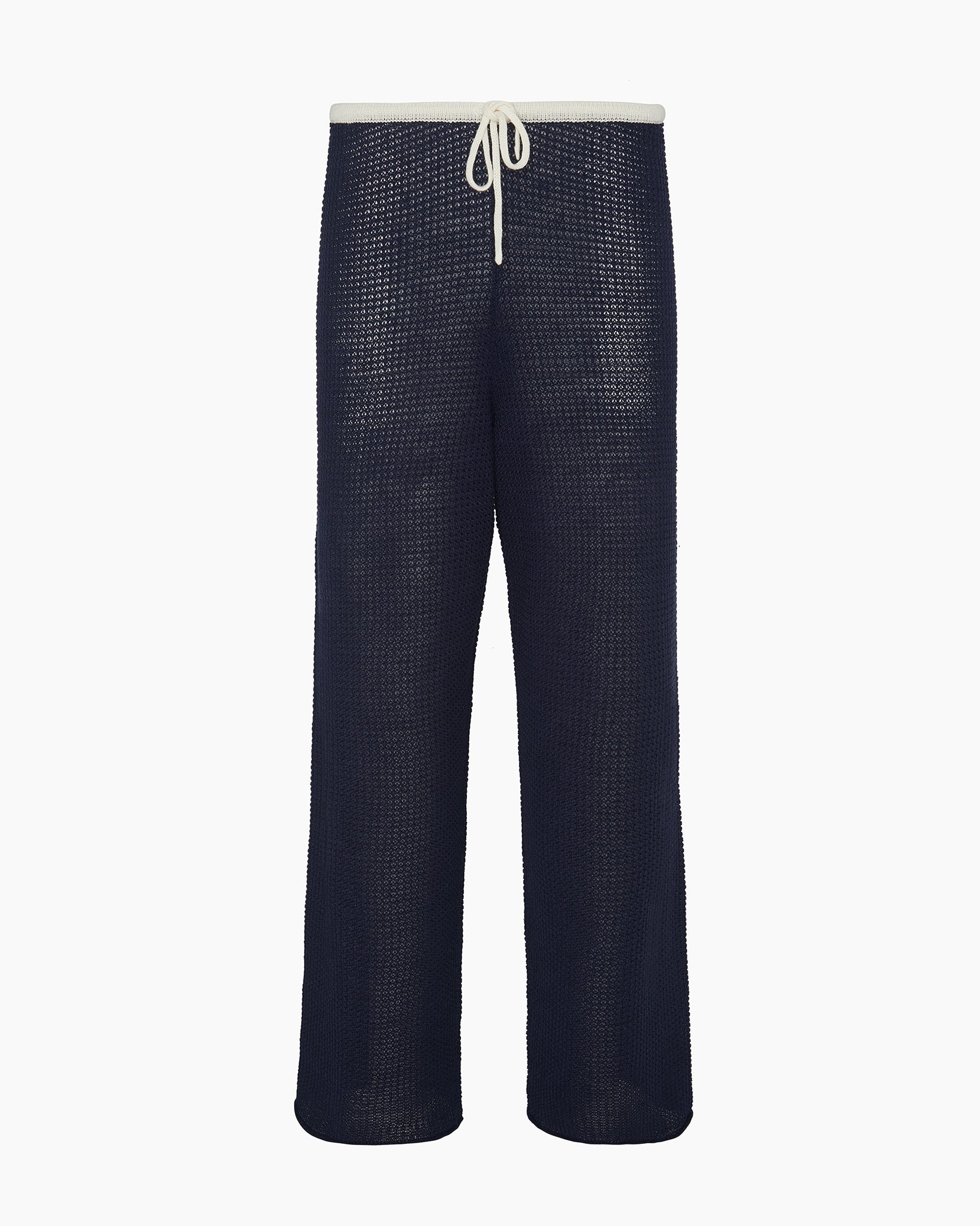 Womens | Linen Knit Drawstring Pant | Noir Navy/Egret - Image 2