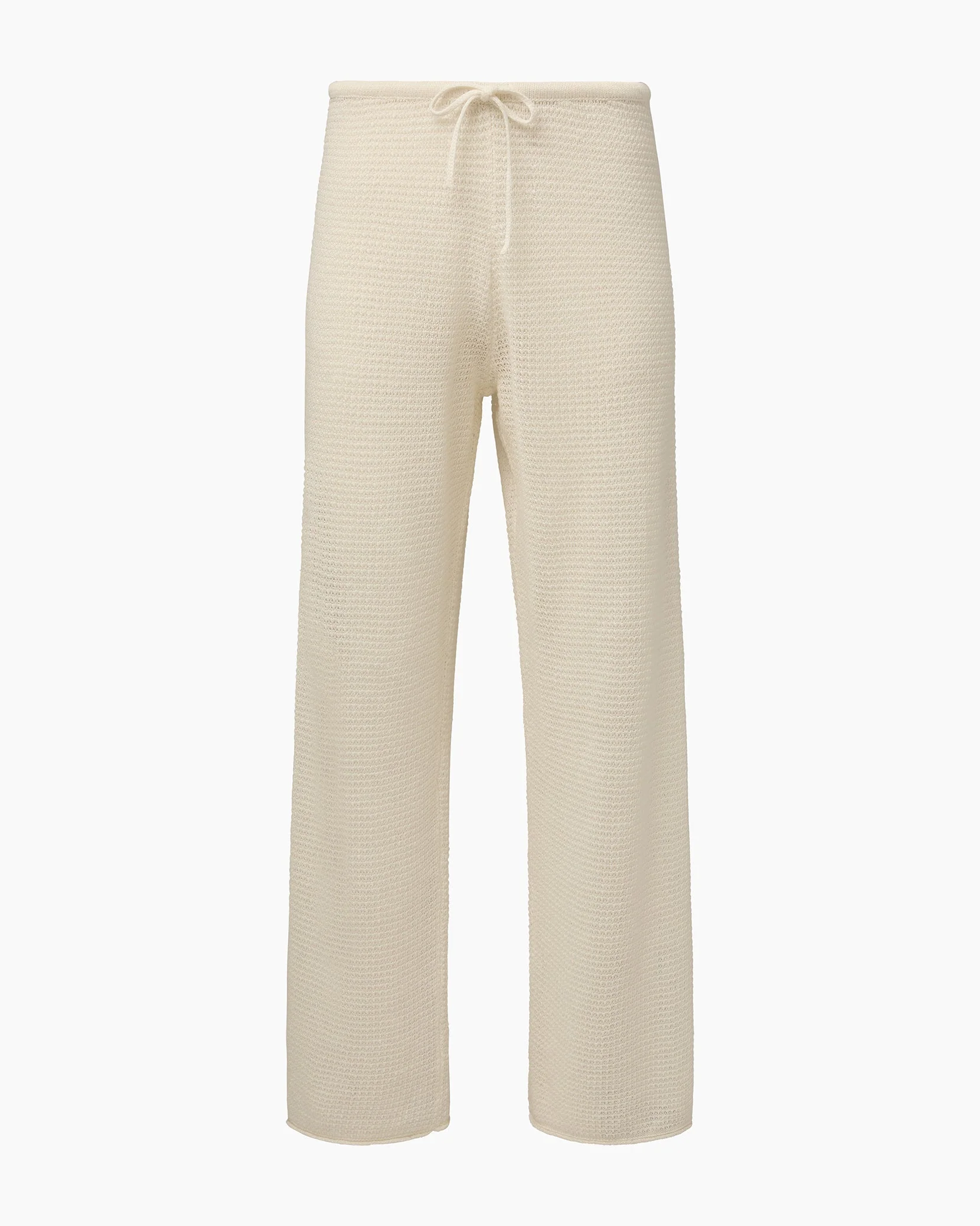 Womens | Linen Knit Drawstring Pant | White - Image 2