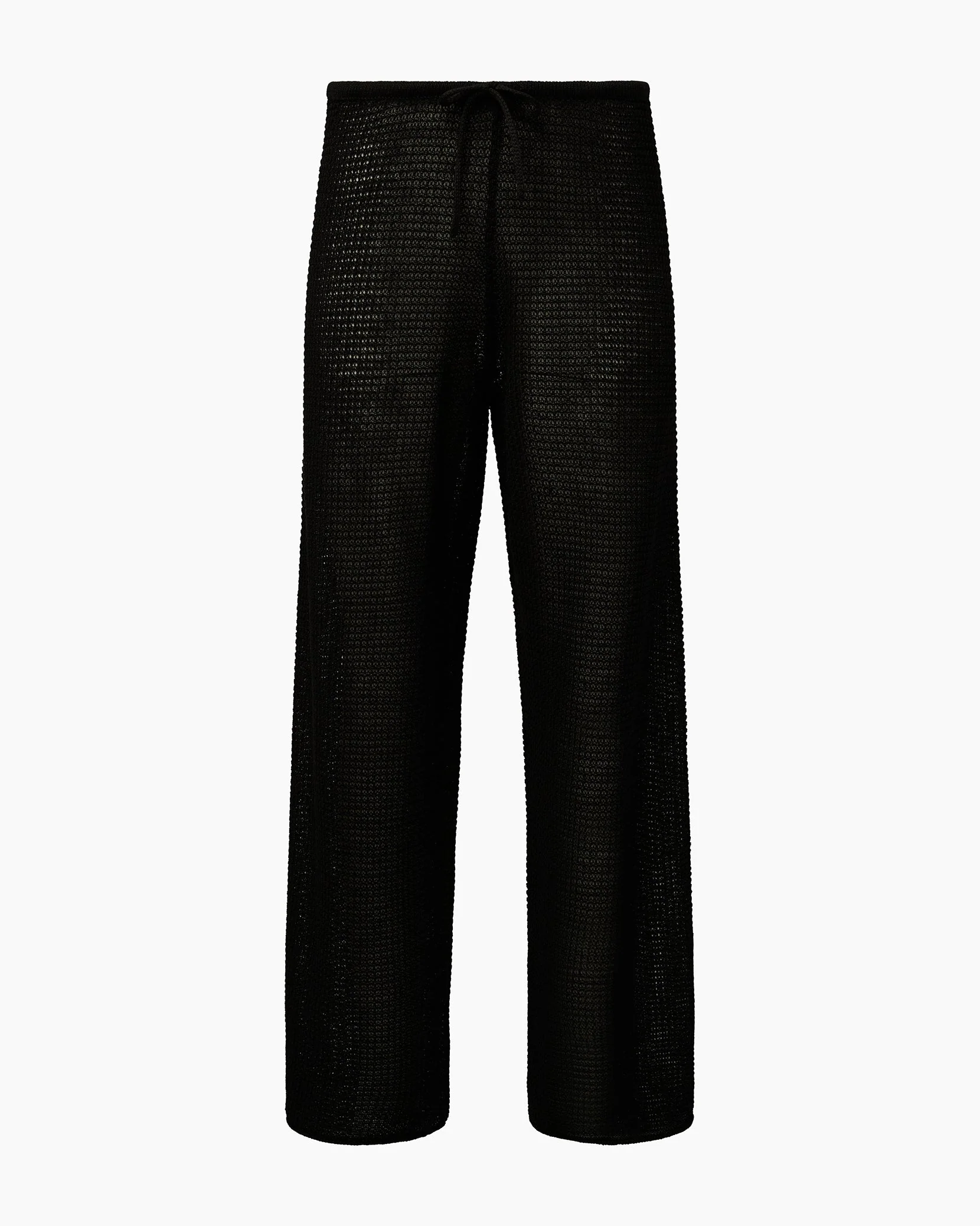 Womens | Linen Knit Drawstring Pant | Black - Image 2