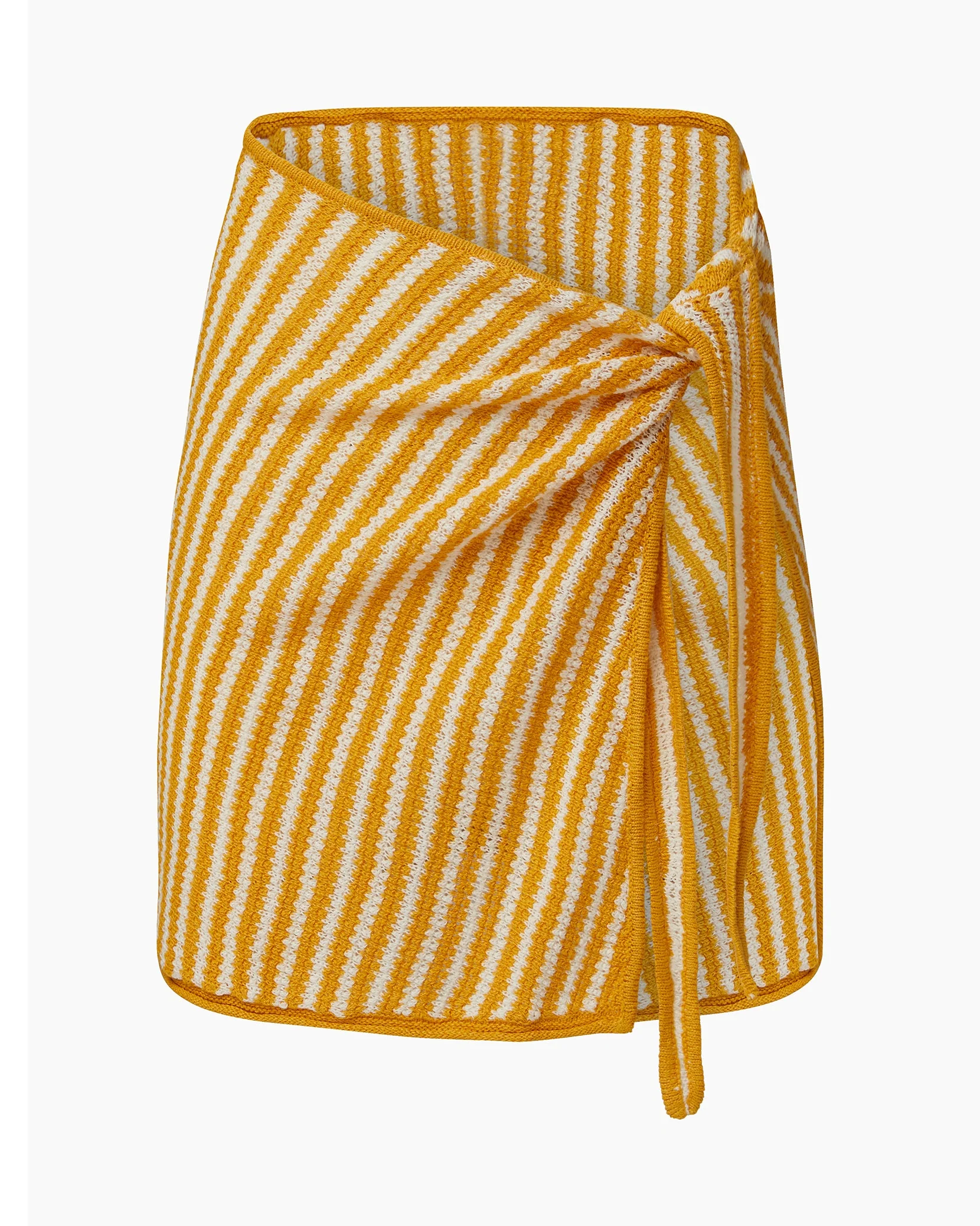 Womens | Linen Knit Mini Sarong | Burnt Sun/White - Image 2