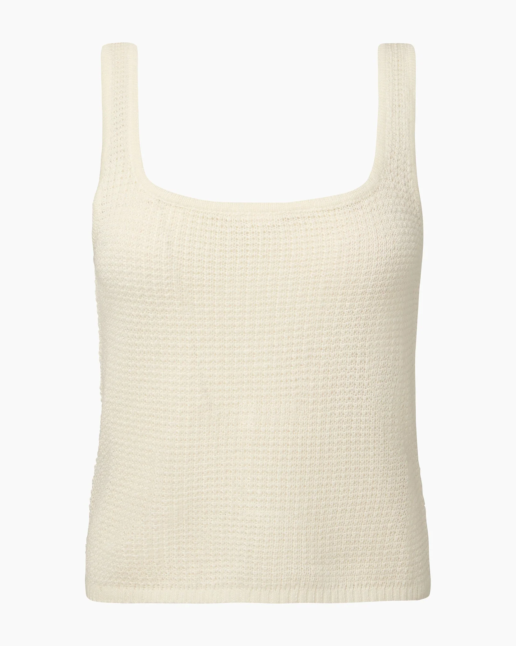 Womens | Linen Knit Square Neck Tank | White - Image 2