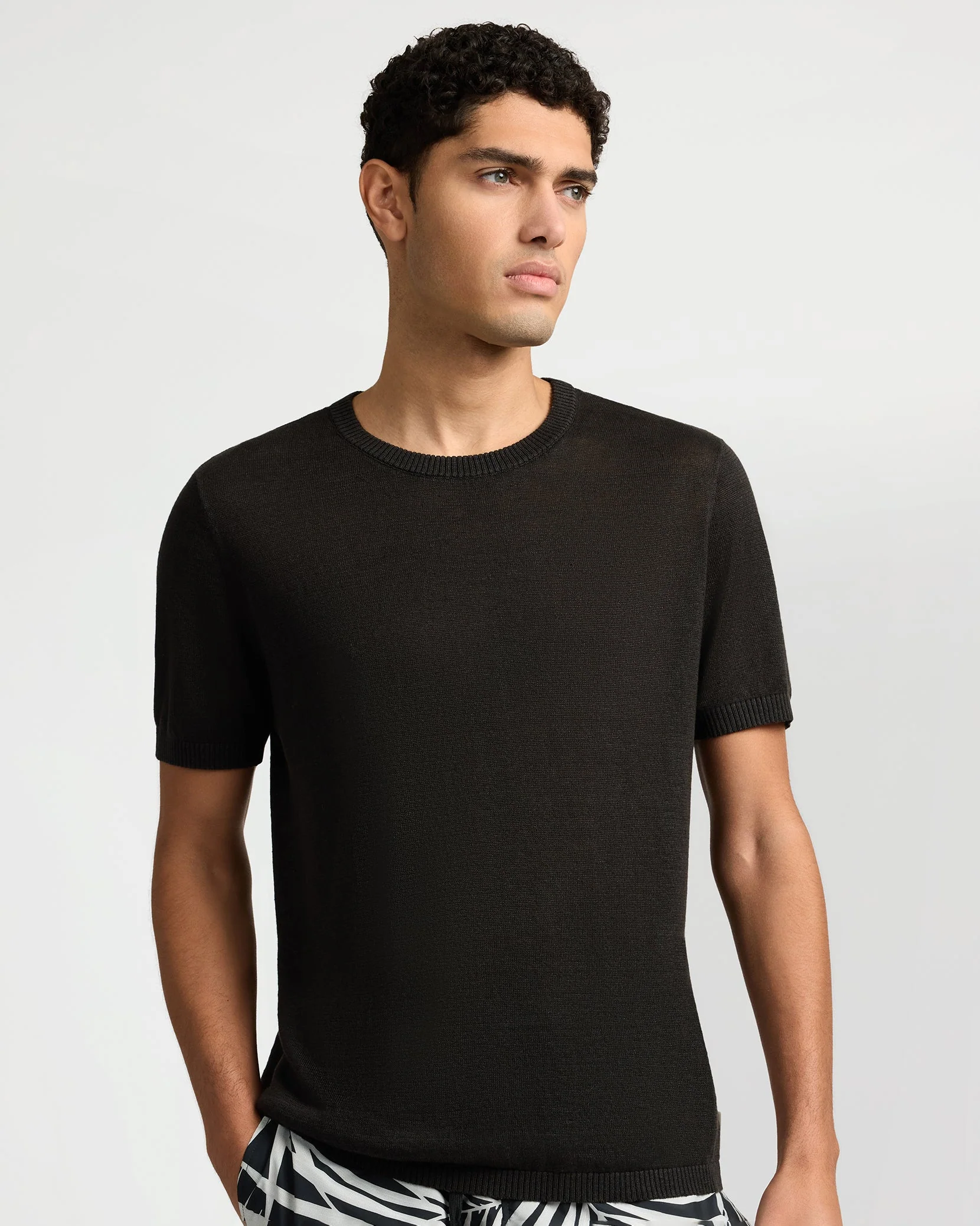 Mens | Linen Knit Tee | Washed Black - Image 3