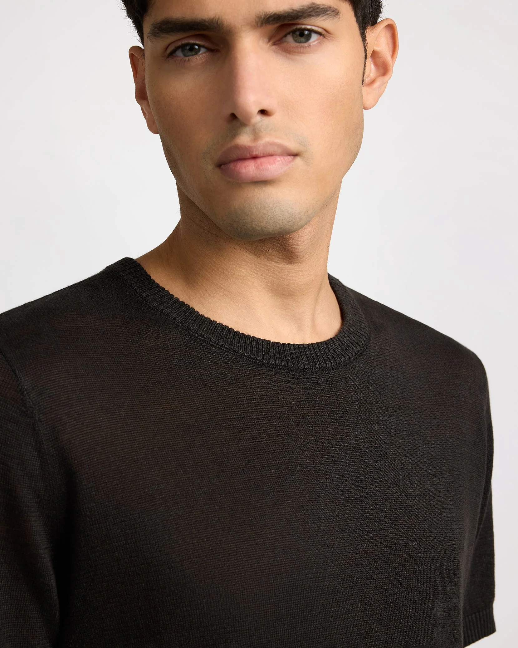 Mens | Linen Knit Tee | Washed Black - Image 4