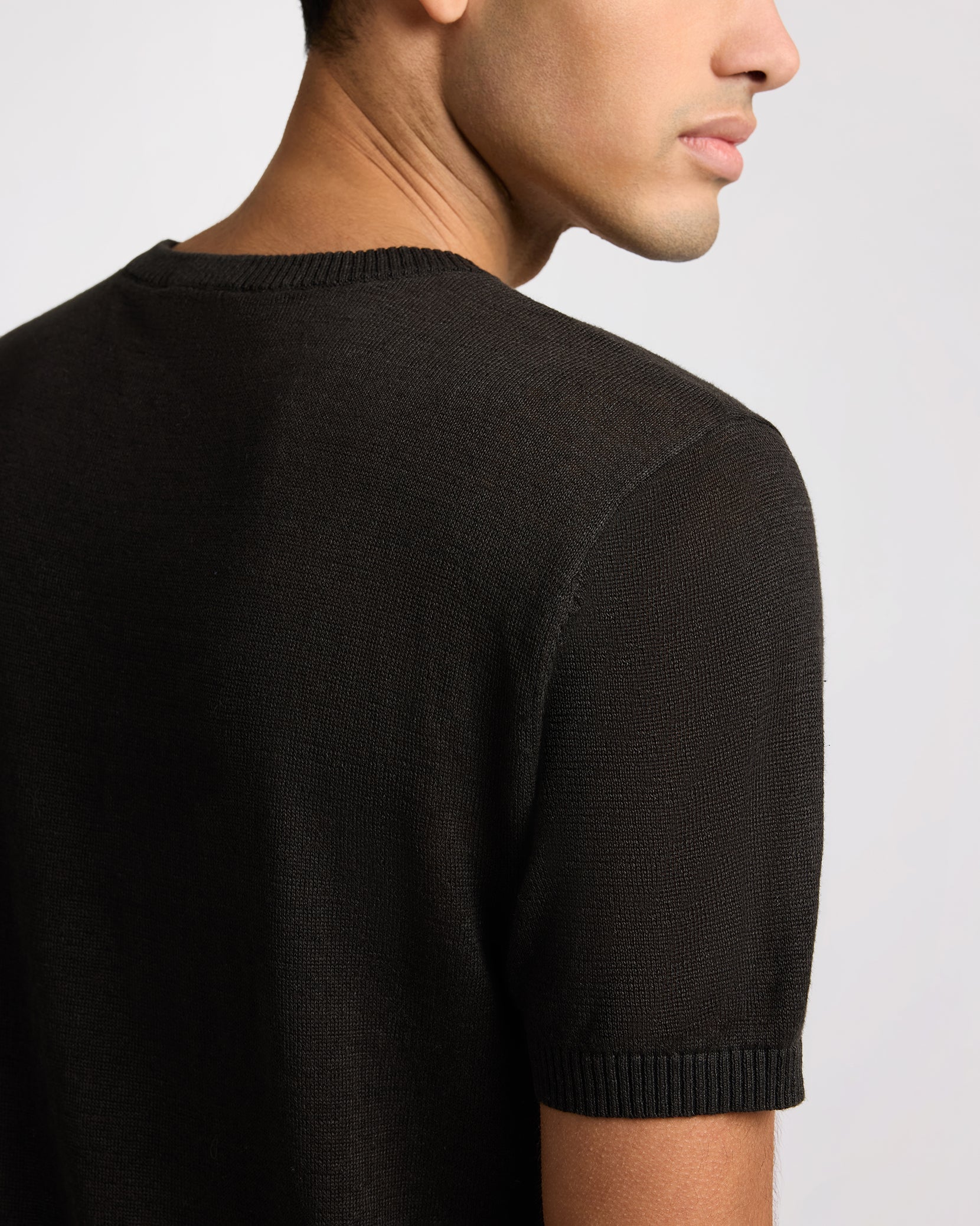 Mens | Linen Knit Tee | Washed Black - Image 6