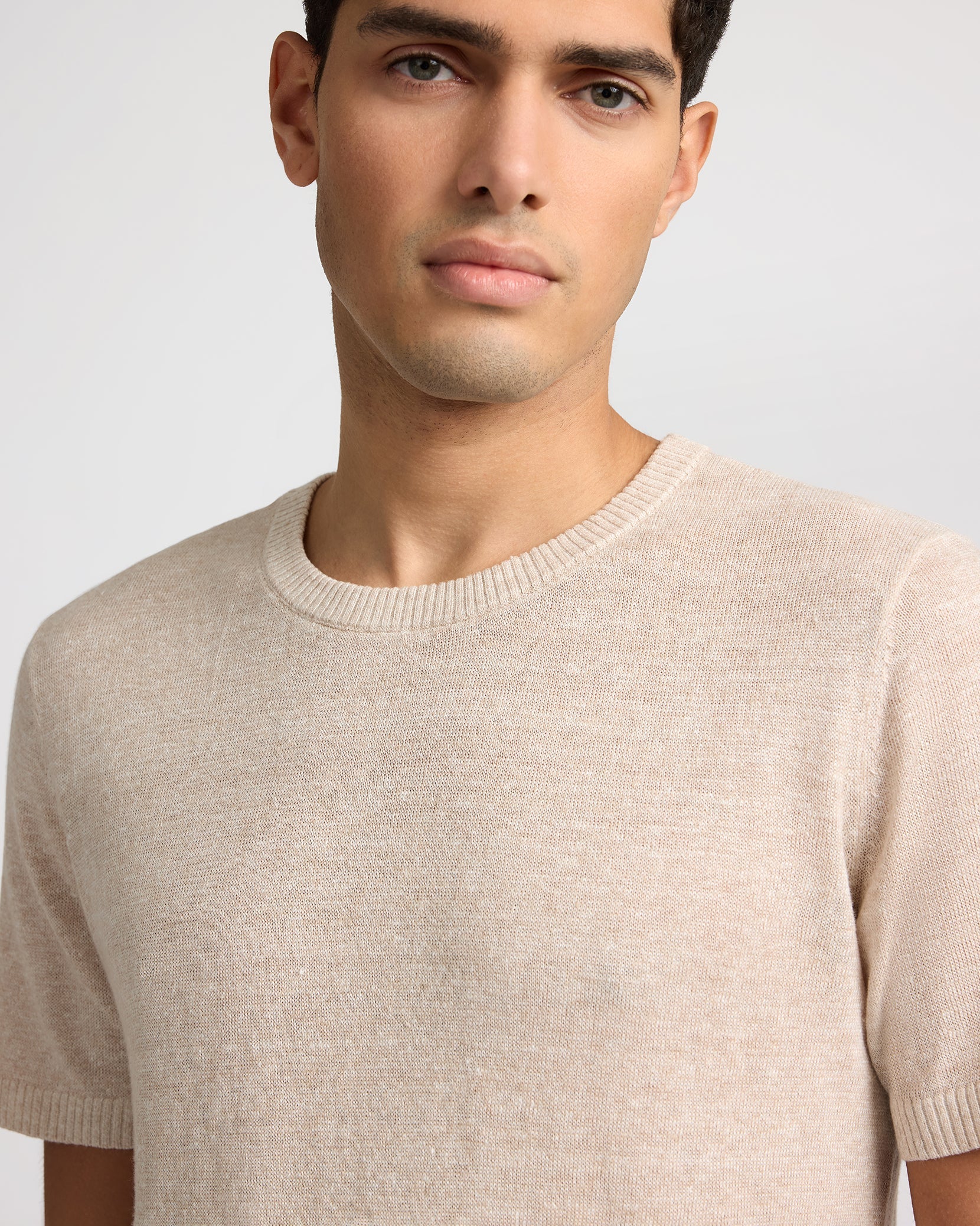 Mens | Linen Knit Tee | Natural Melange - Image 3
