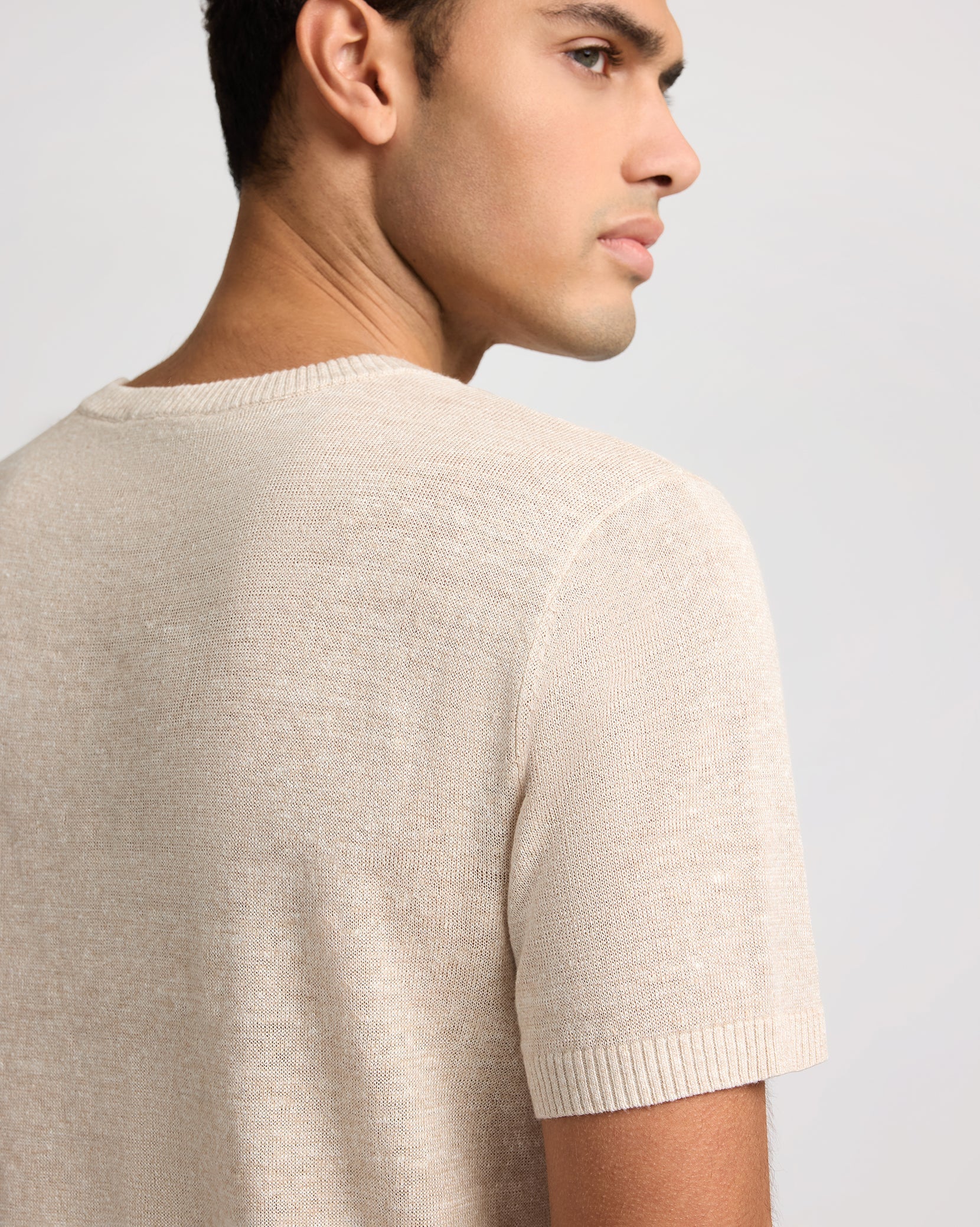 Mens | Linen Knit Tee | Natural Melange - Image 5