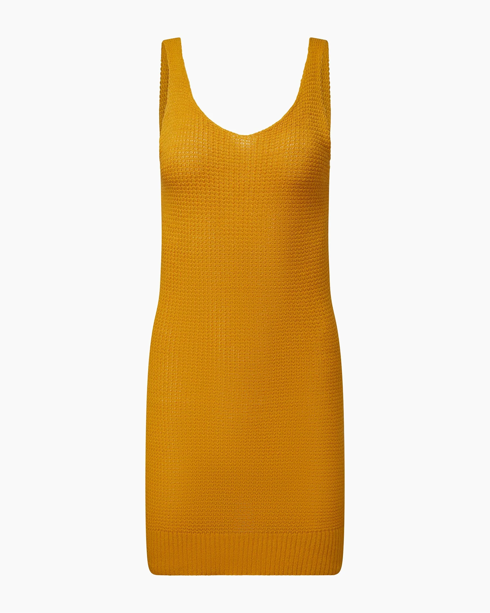 Womens | Linen Knit V-neck Mini Dress | Burnt Sun - Image 2