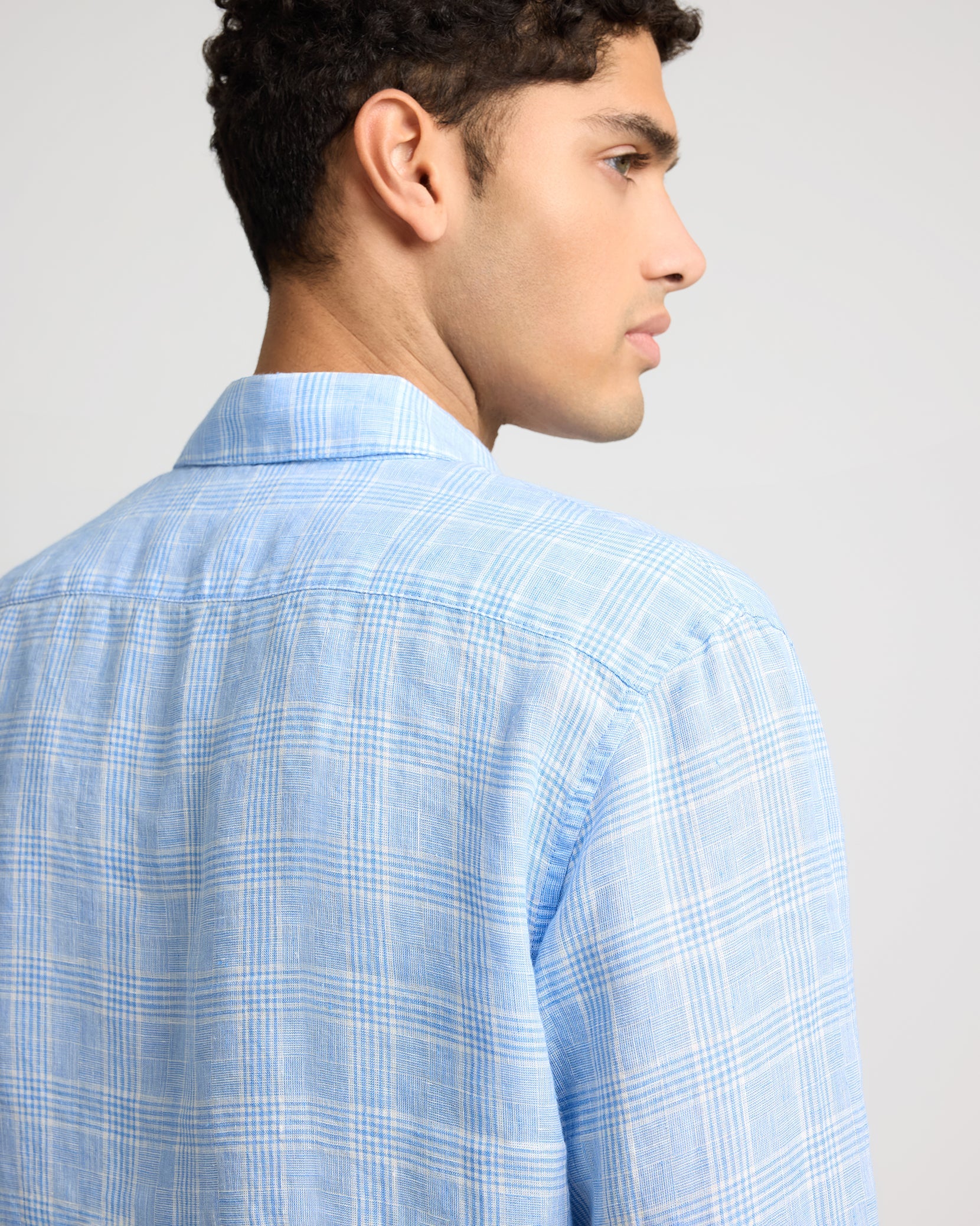 Mens | Linen Long Sleeve Shirt | Blue - Image 5