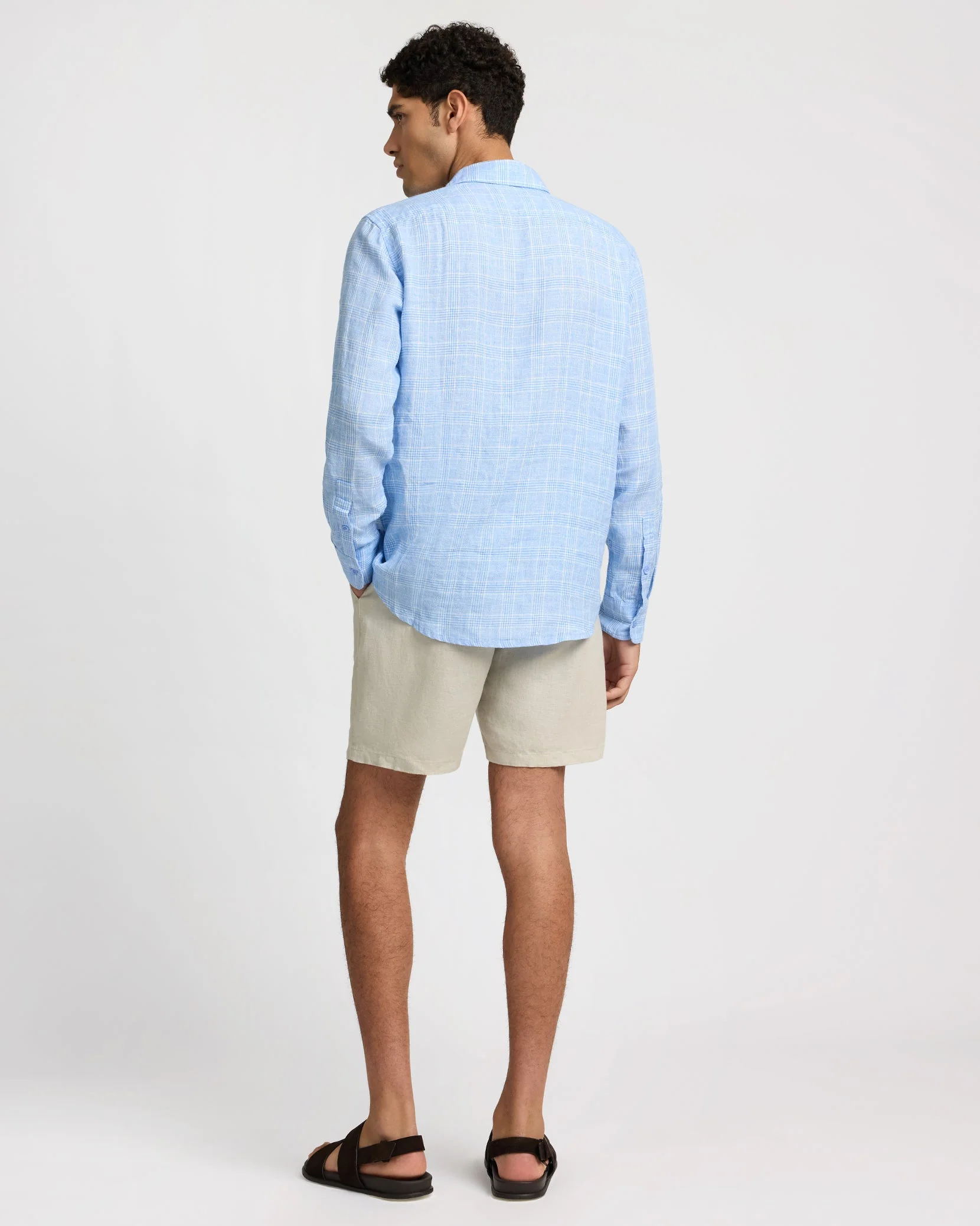 Mens | Linen Long Sleeve Shirt | Blue - Image 7