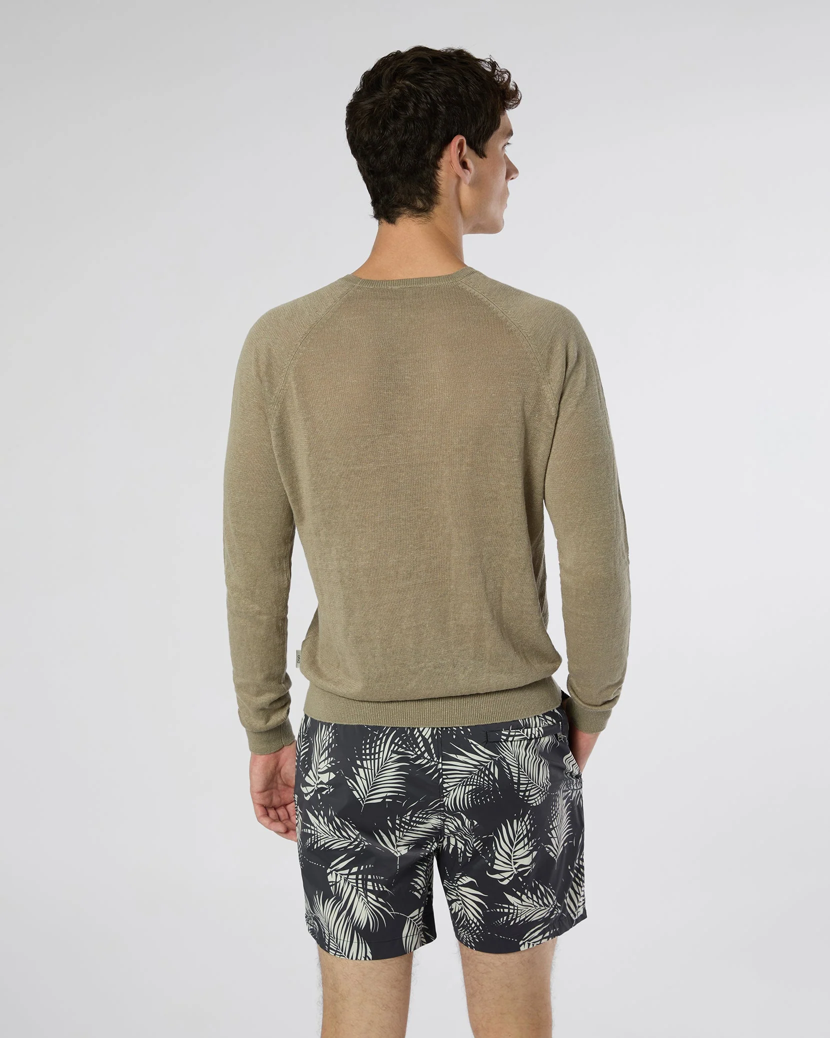 Mens | Linen Raglan Sweater | Light Olive - Image 6