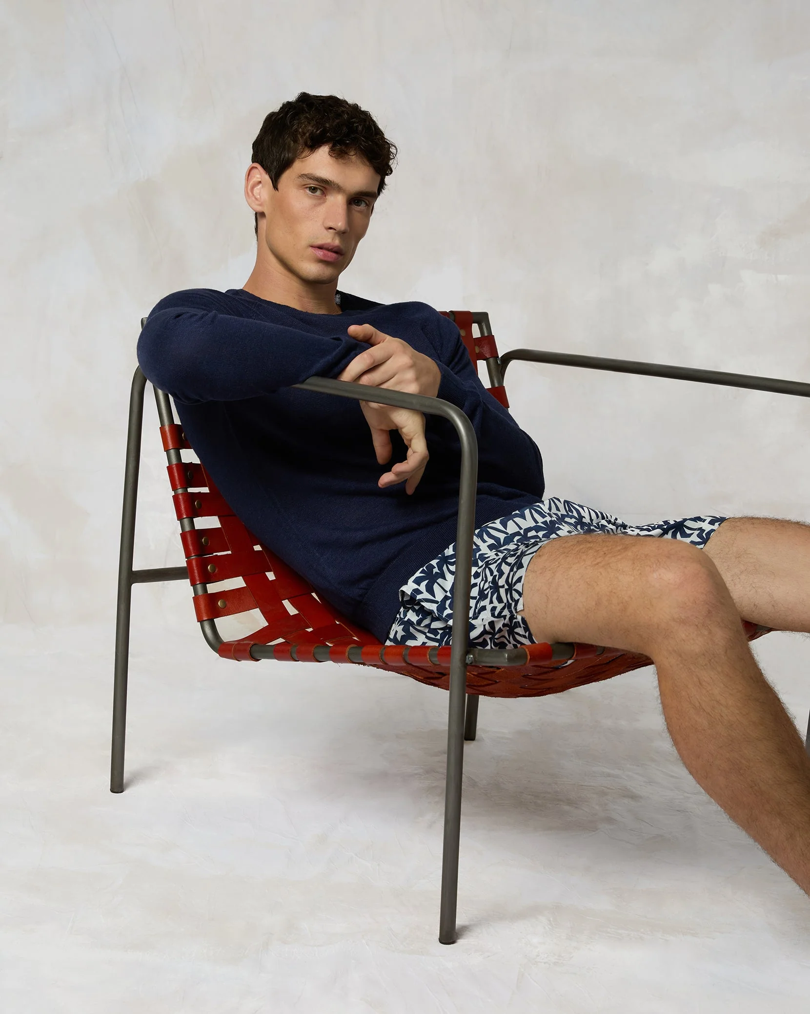Mens | Linen Raglan Sweater | Deep Navy - Image 3