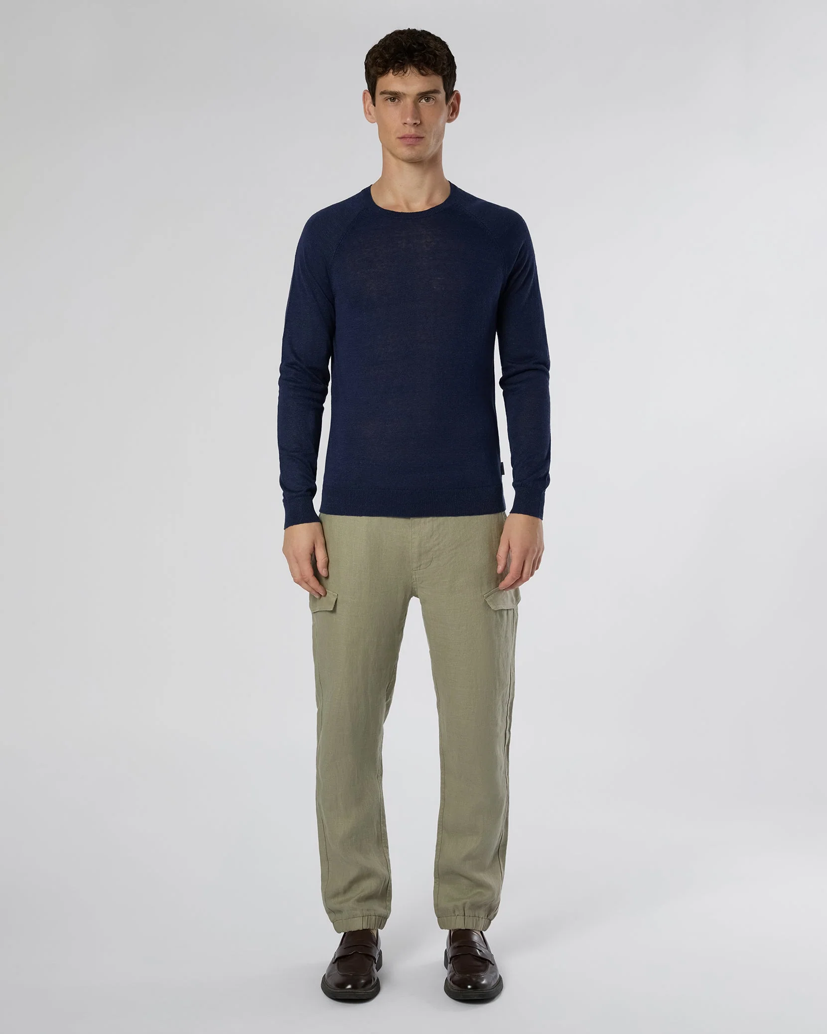 Mens | Linen Raglan Sweater | Deep Navy - Image 4