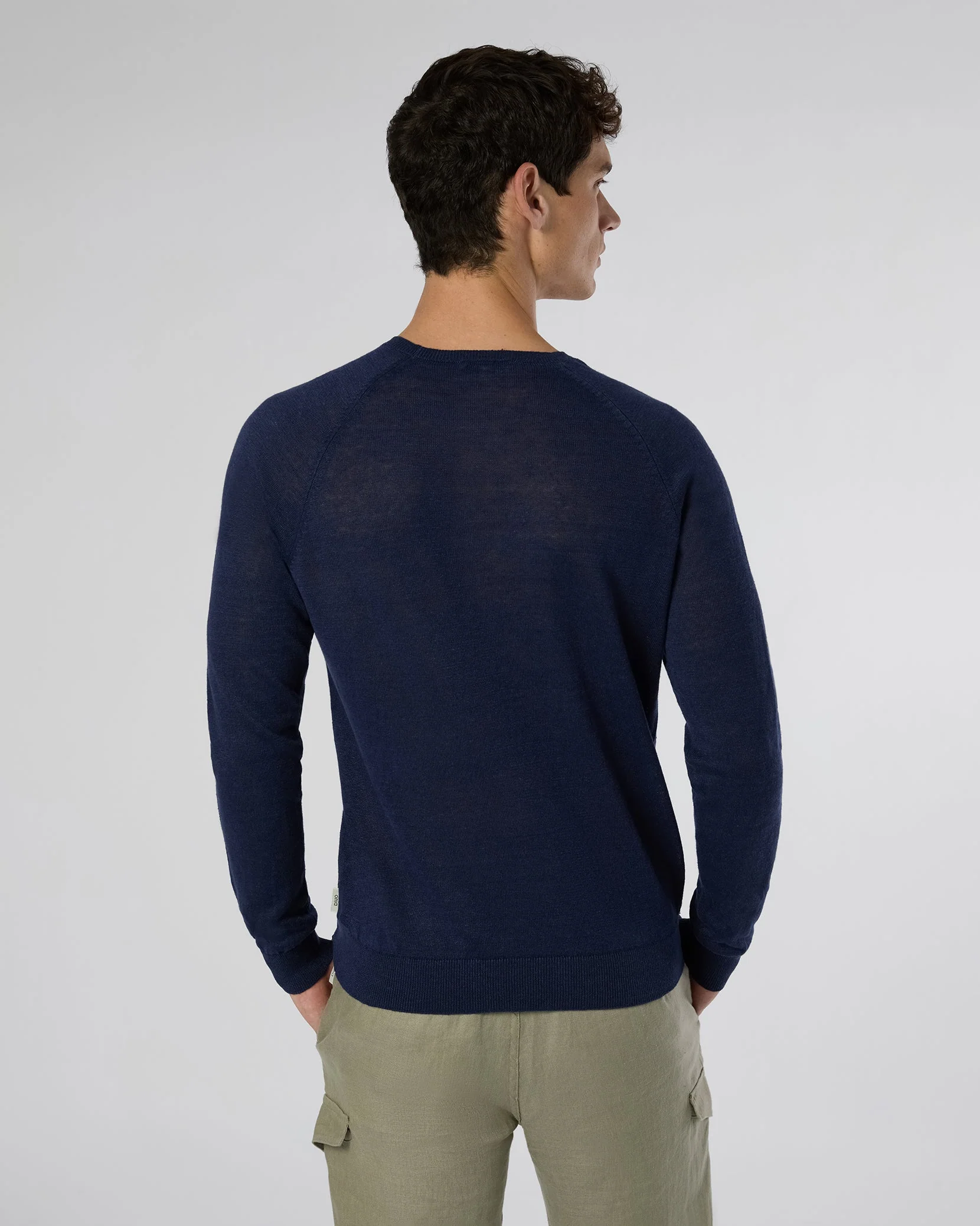 Mens | Linen Raglan Sweater | Deep Navy - Image 6
