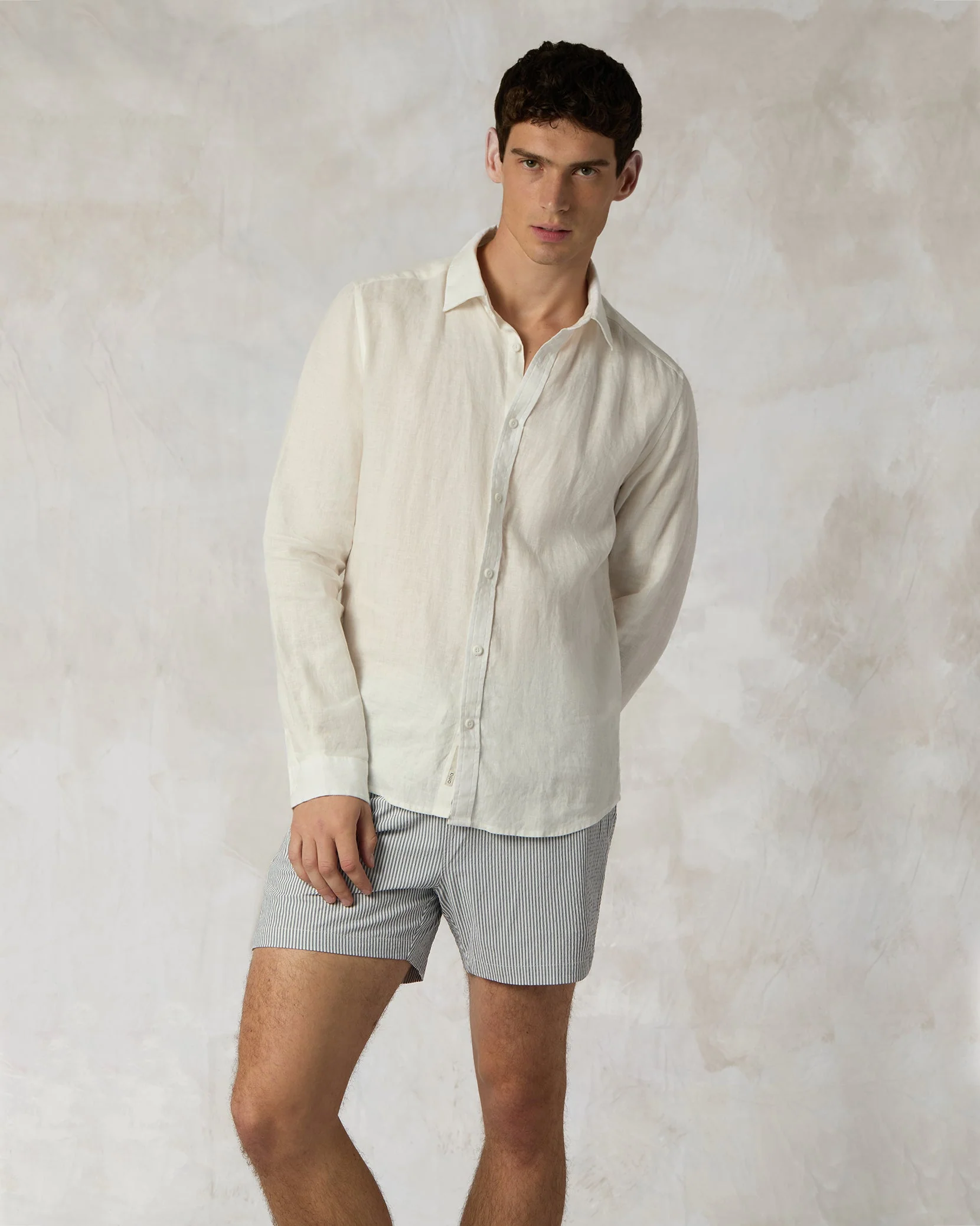 Mens | Linen Slim Fit Shirt | White - Image 3