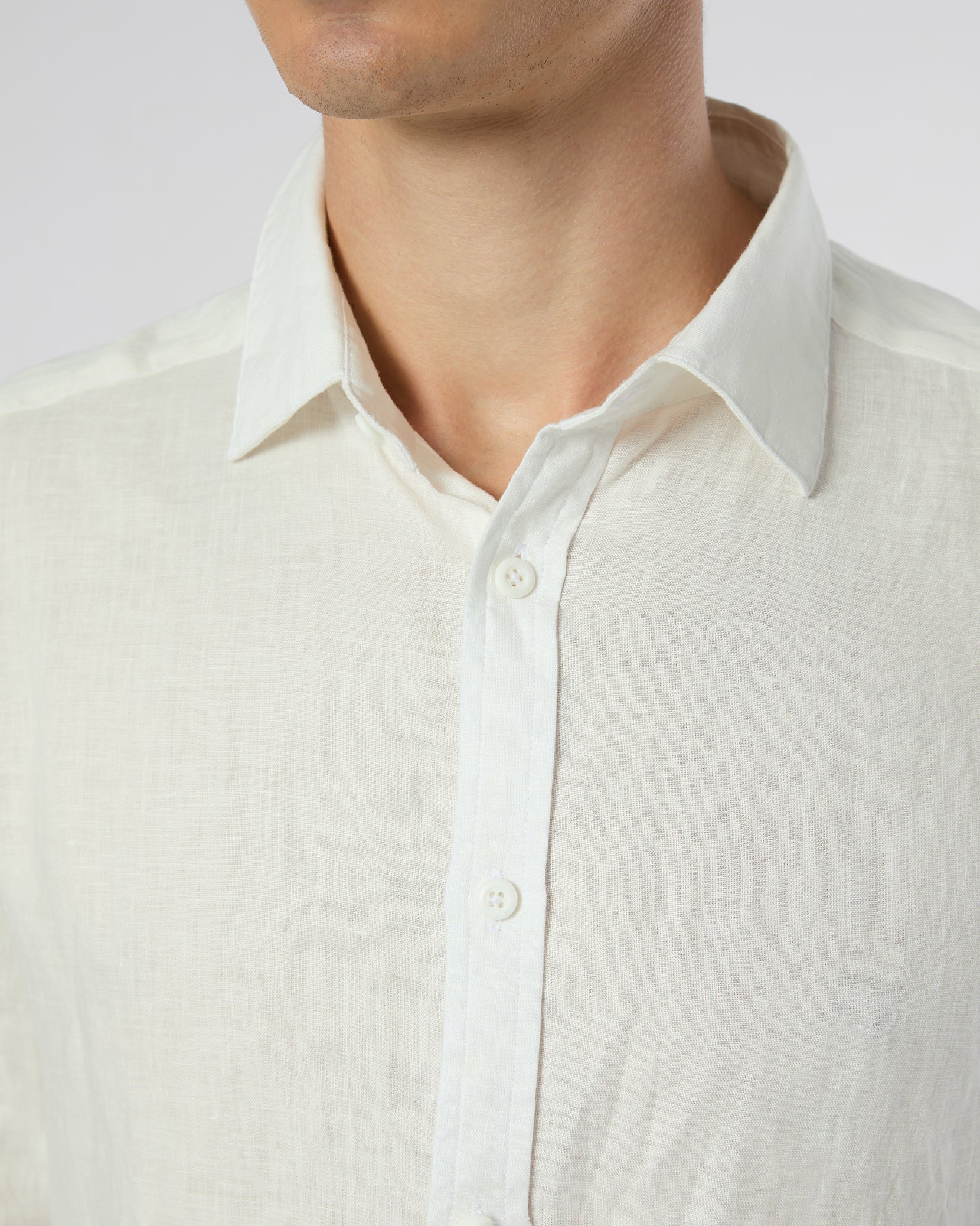 Mens | Linen Slim Fit Shirt | White - Image 5