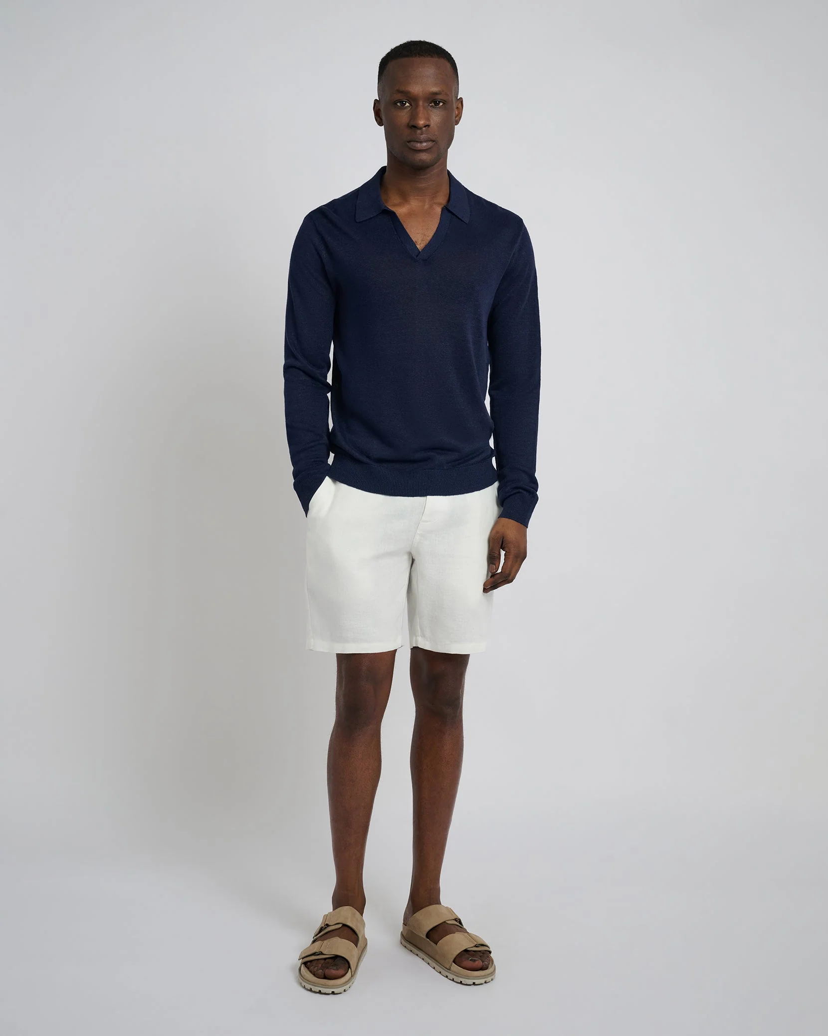 Mens | Linen Sweater Long Sleeve Johnny Polo | Deep Navy - Image 4
