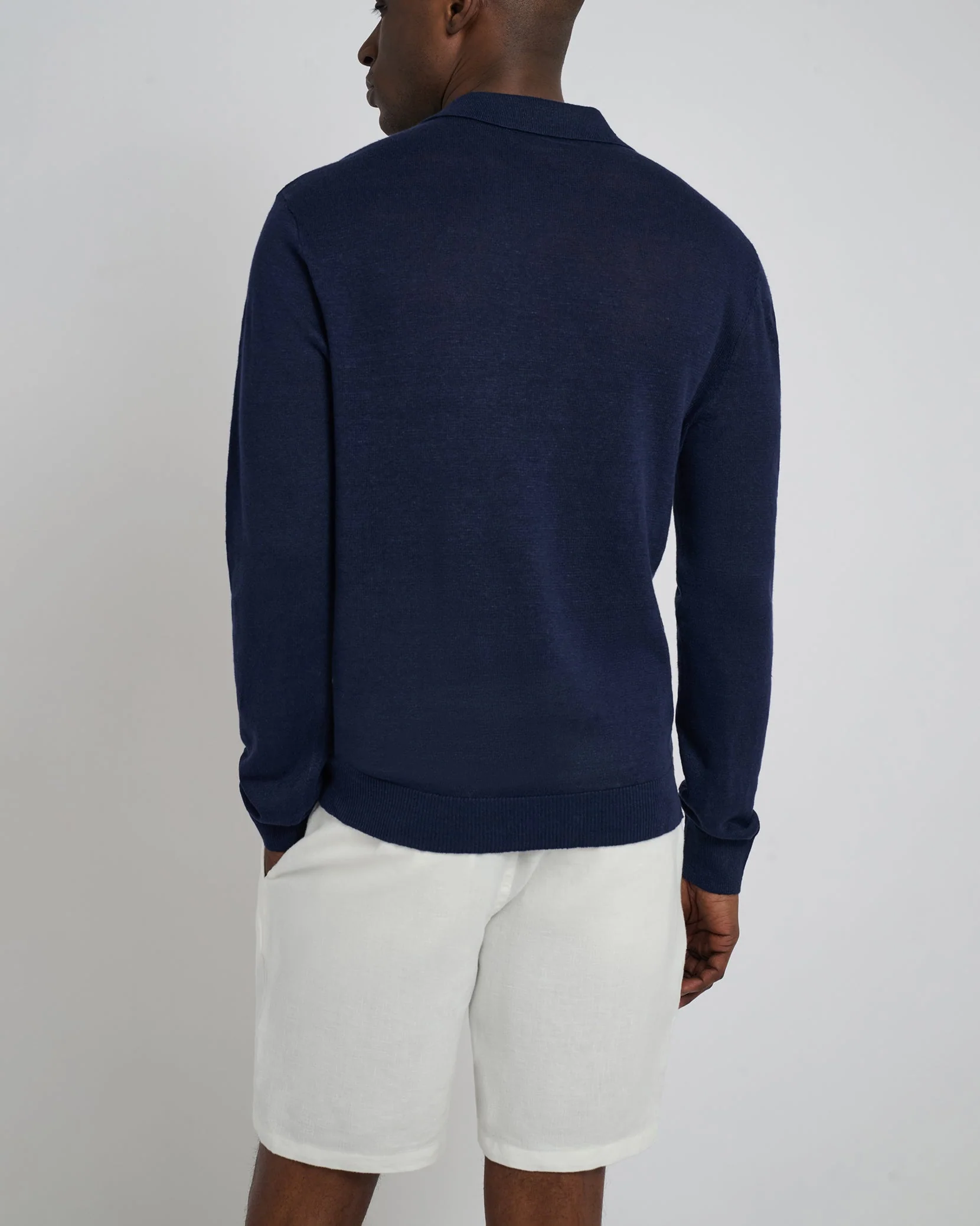 Mens | Linen Sweater Long Sleeve Johnny Polo | Deep Navy - Image 5
