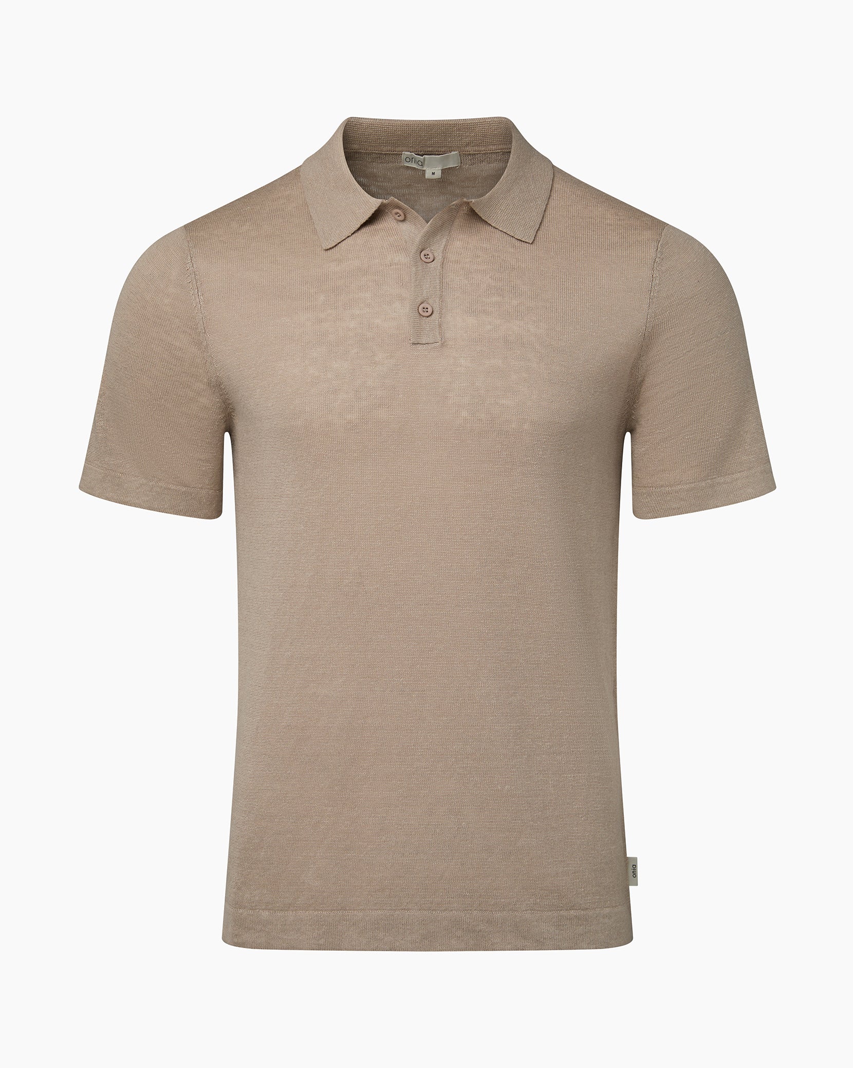 Mens | Linen Sweater Polo | Tan - Image 2