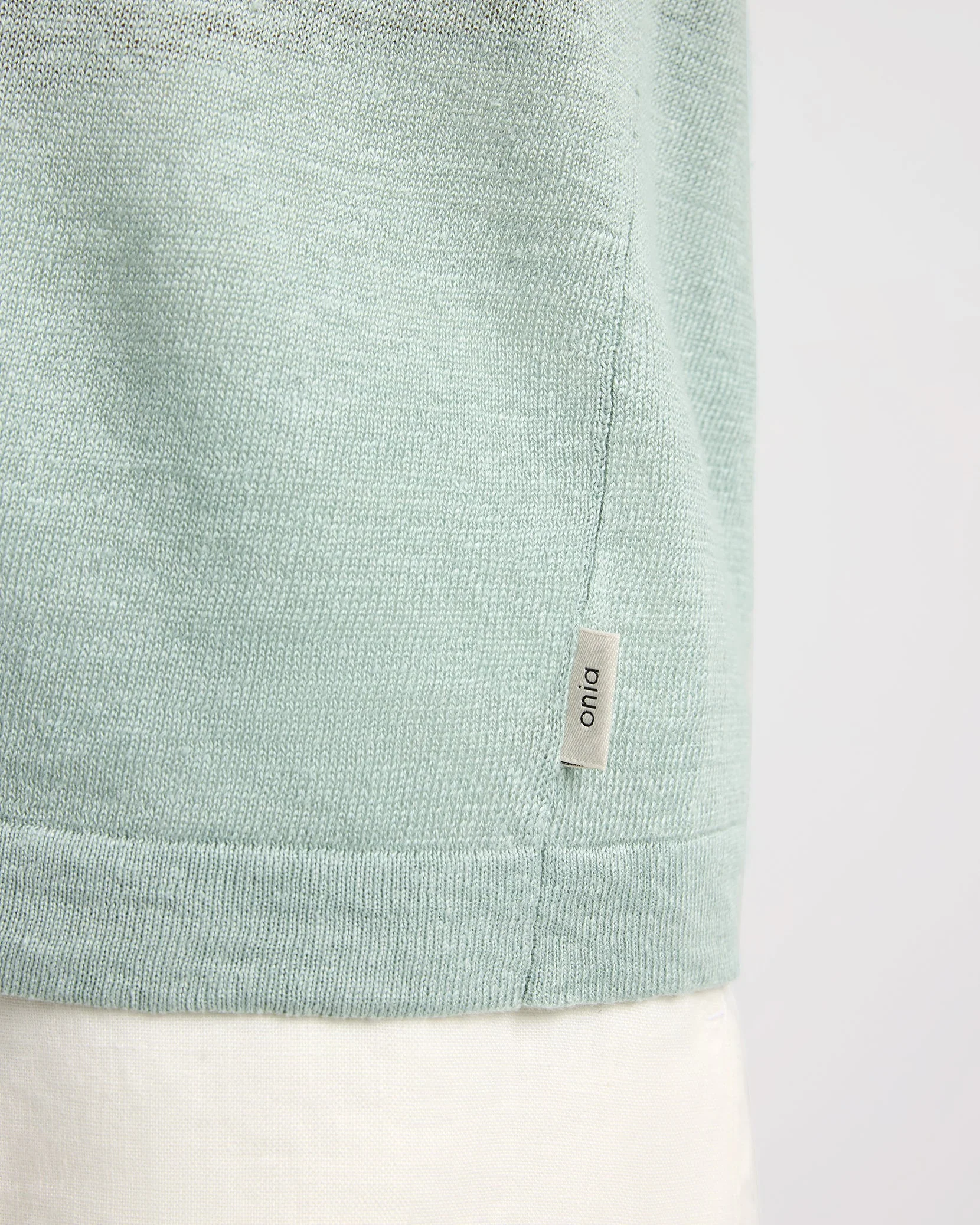 Mens | Linen Sweater Polo | Washed Olive - Image 5