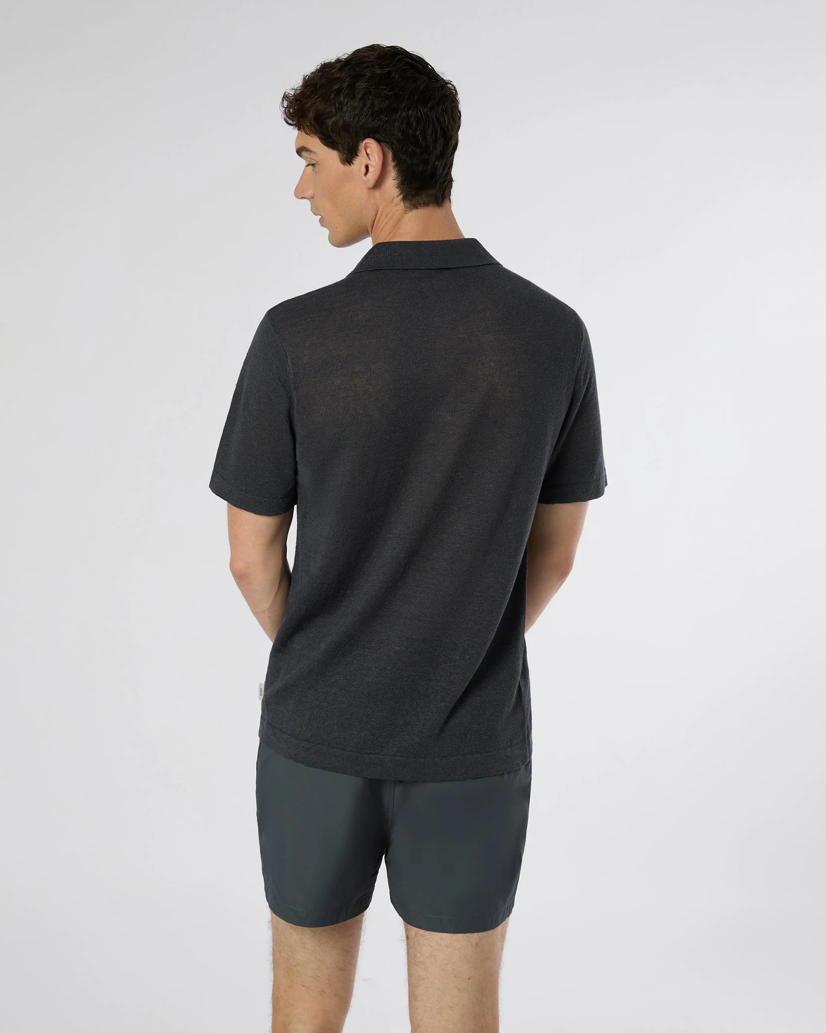 Mens | Linen Polo Sweater | Gunmetal - Image 5