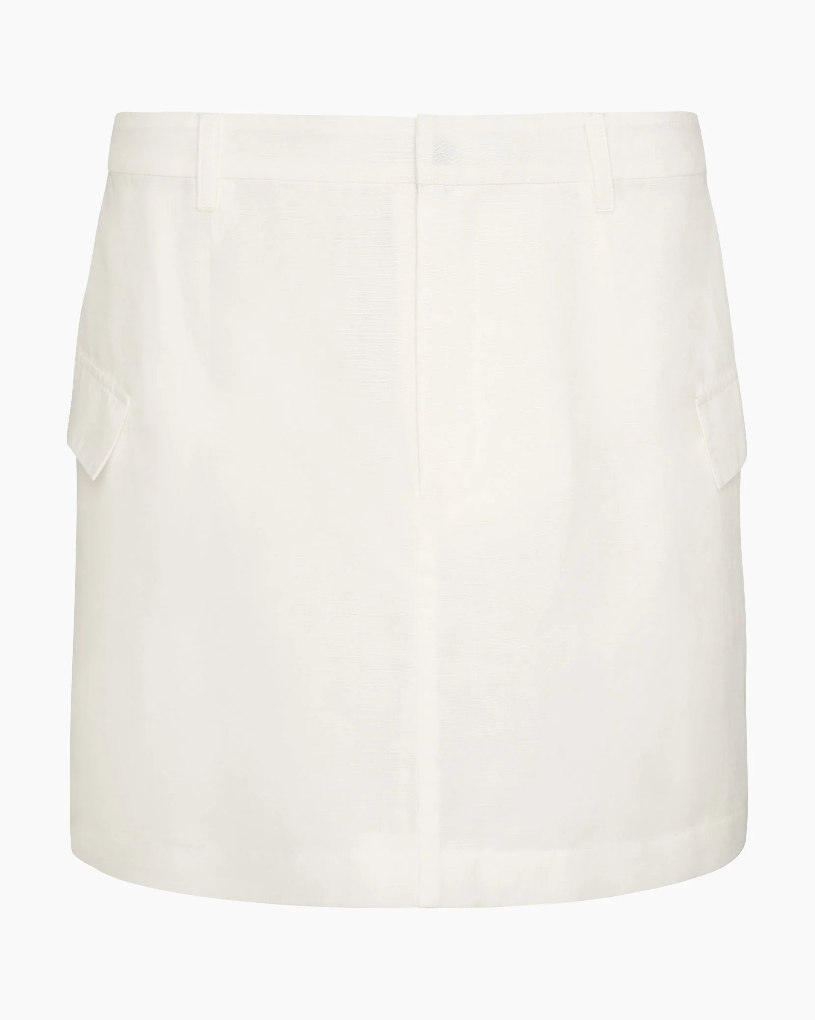Womens | Linen Utility Mini Skirt | White - Image 2