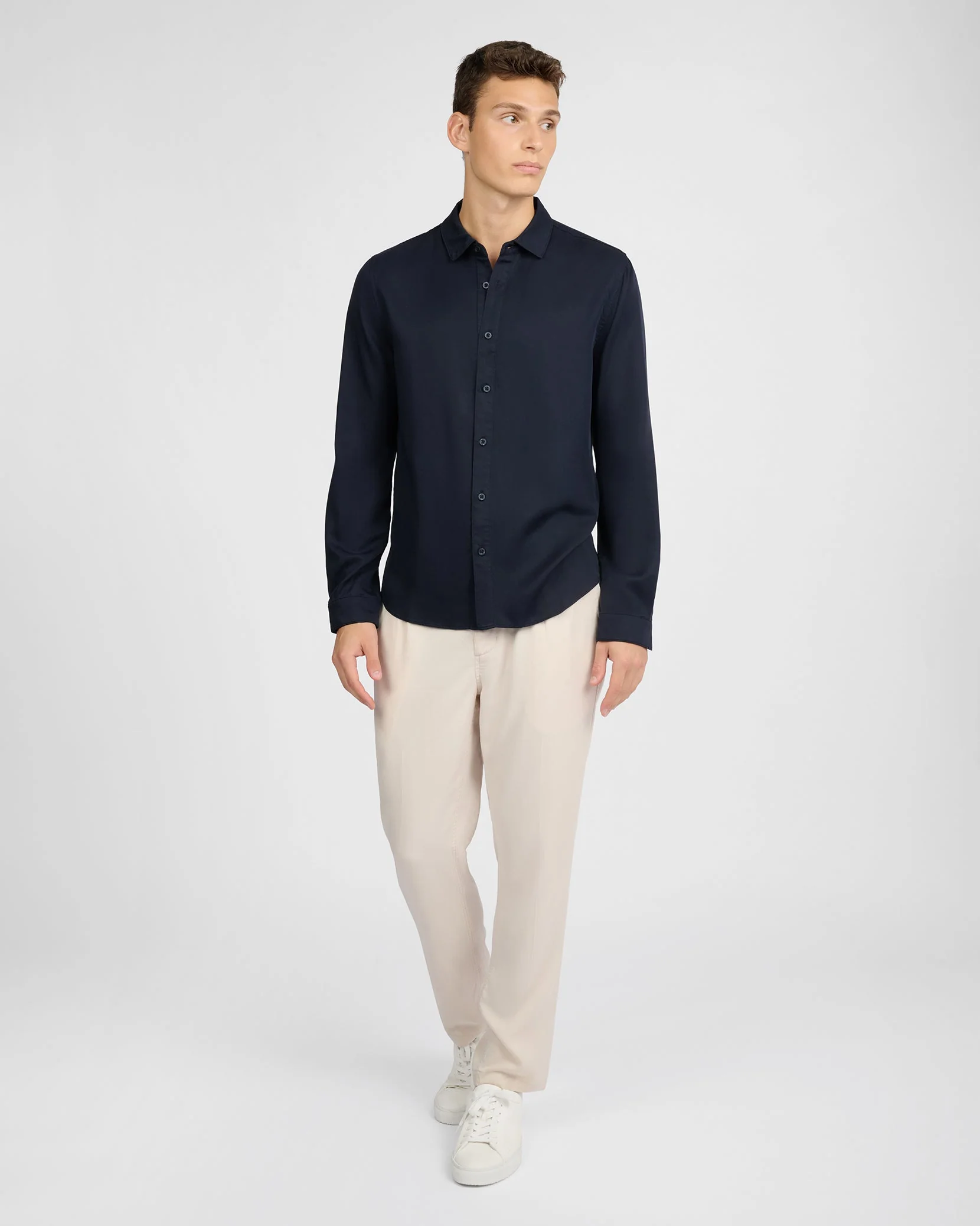 Mens | Lyocell Long Sleeve Shirt | Midnight - Image 5