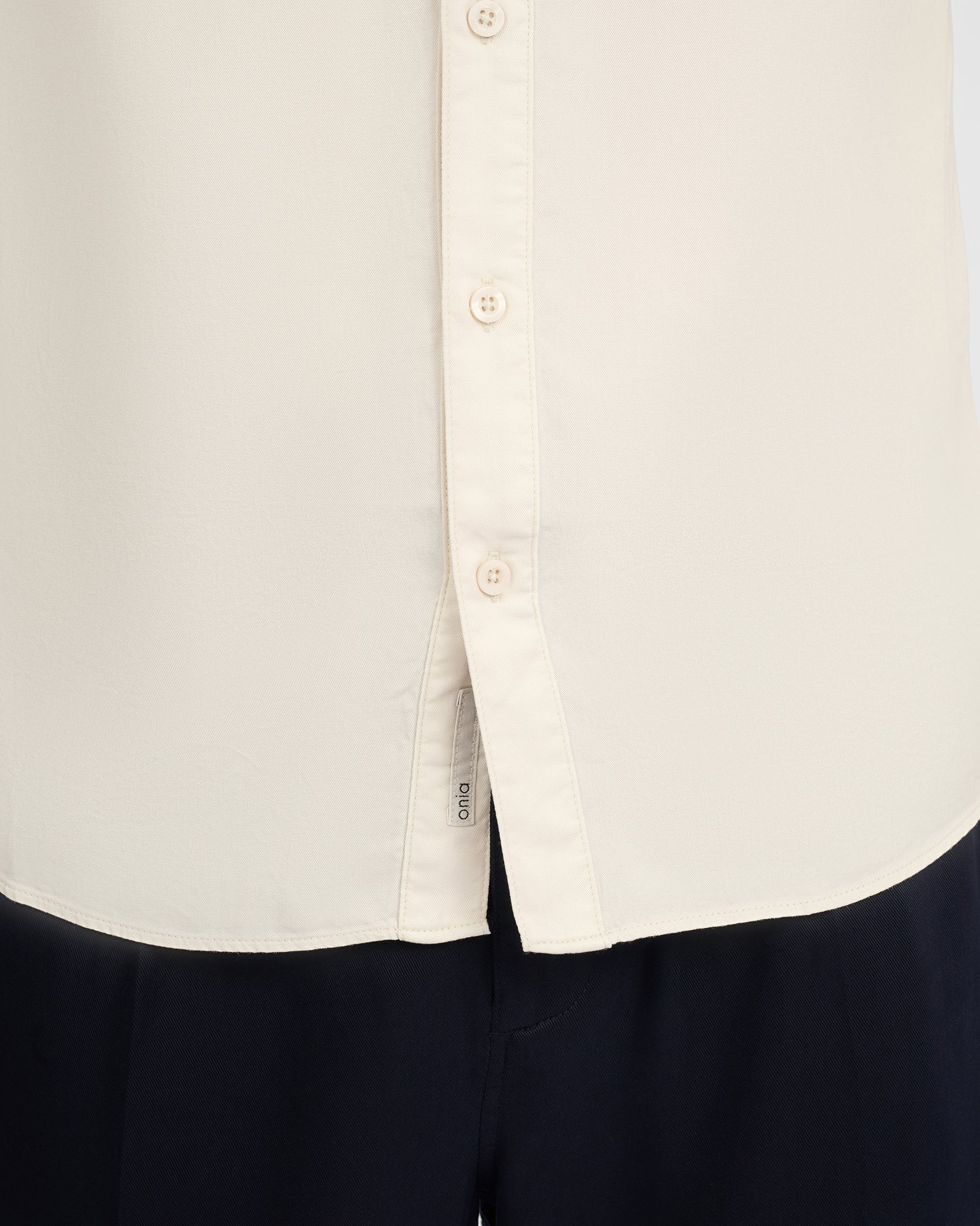 Mens | Lyocell Long Sleeve Shirt | Stone - Image 3