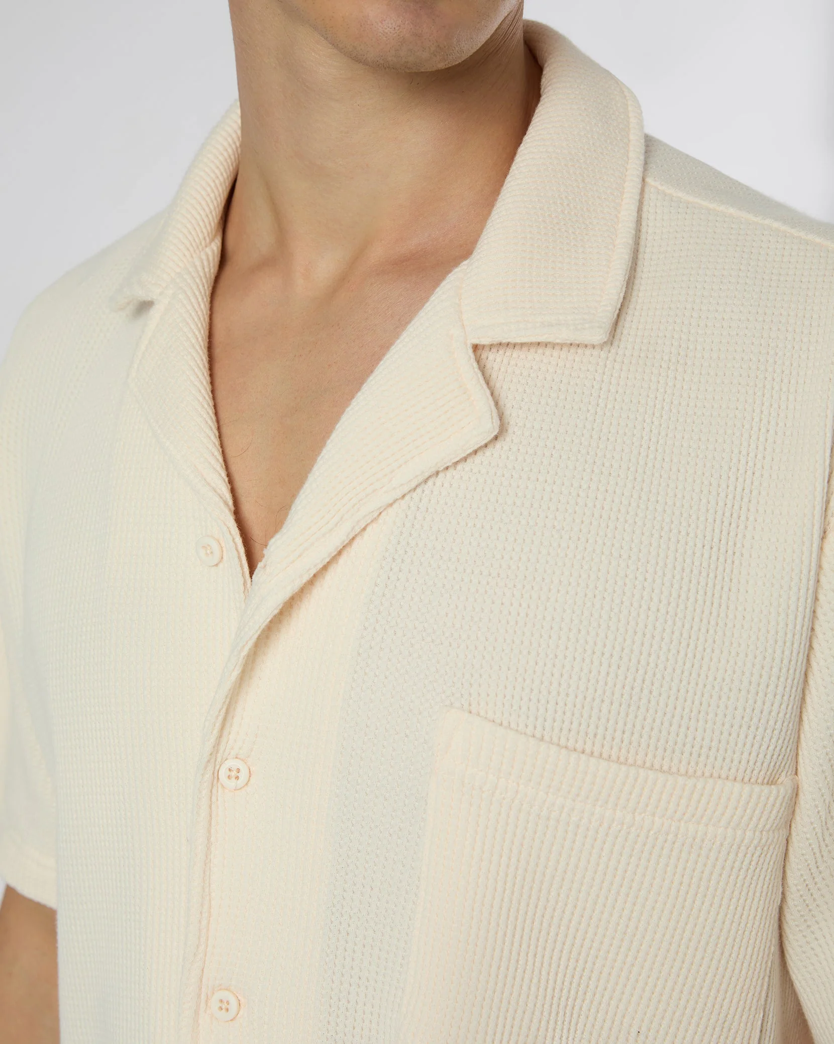 Mens | Macro Waffle Vacation Shirt | Salt - Image 3