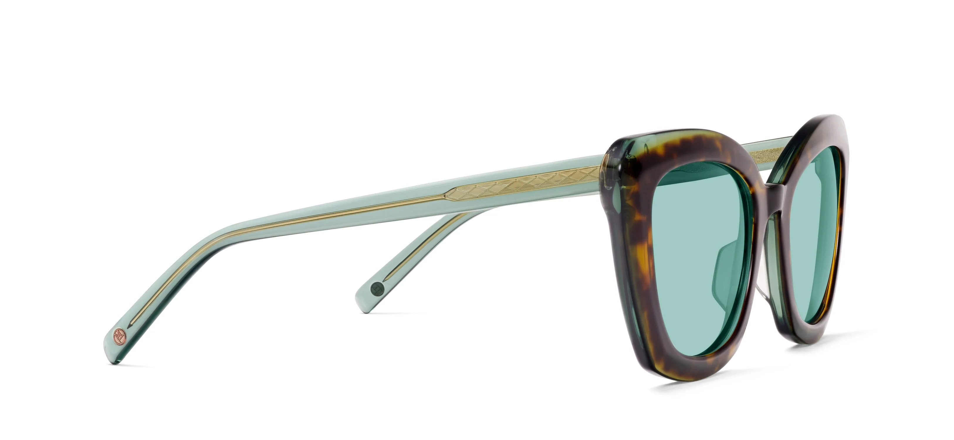 Womens | Marquise Sunglasses | Tortoise/Green - Image 2