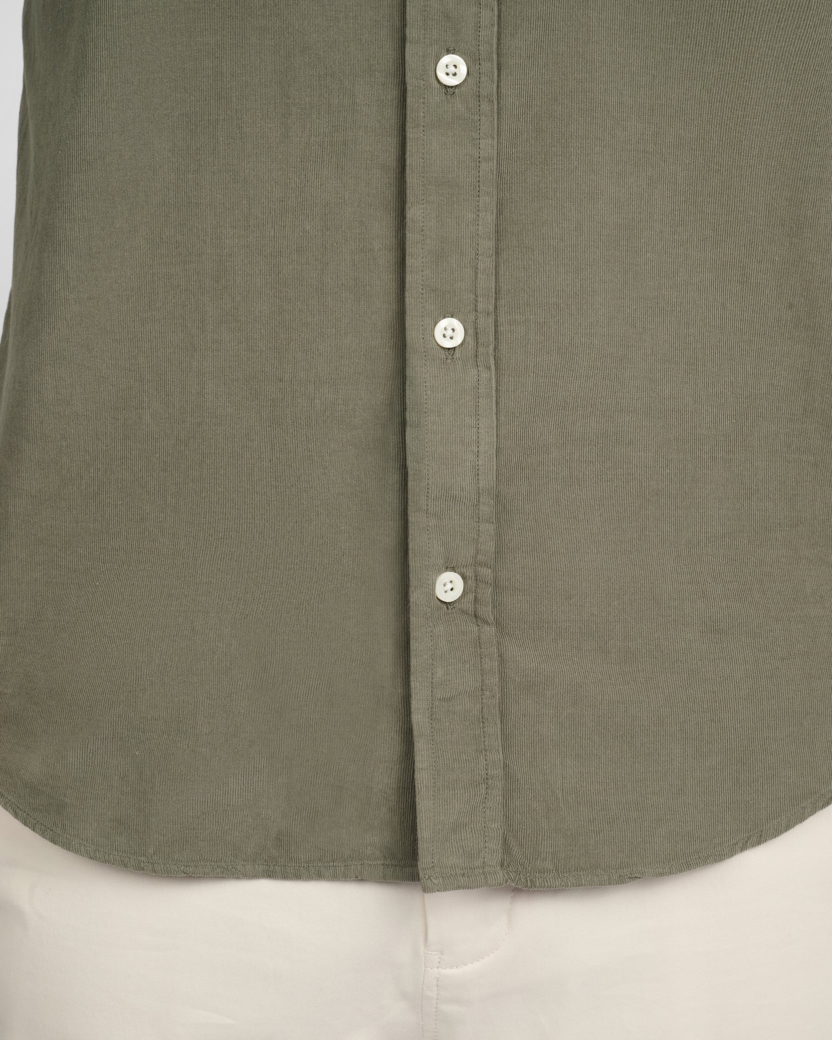 Mens | Micro Cord Long Sleeve Button Down Shirt | Dark Sage - Image 5